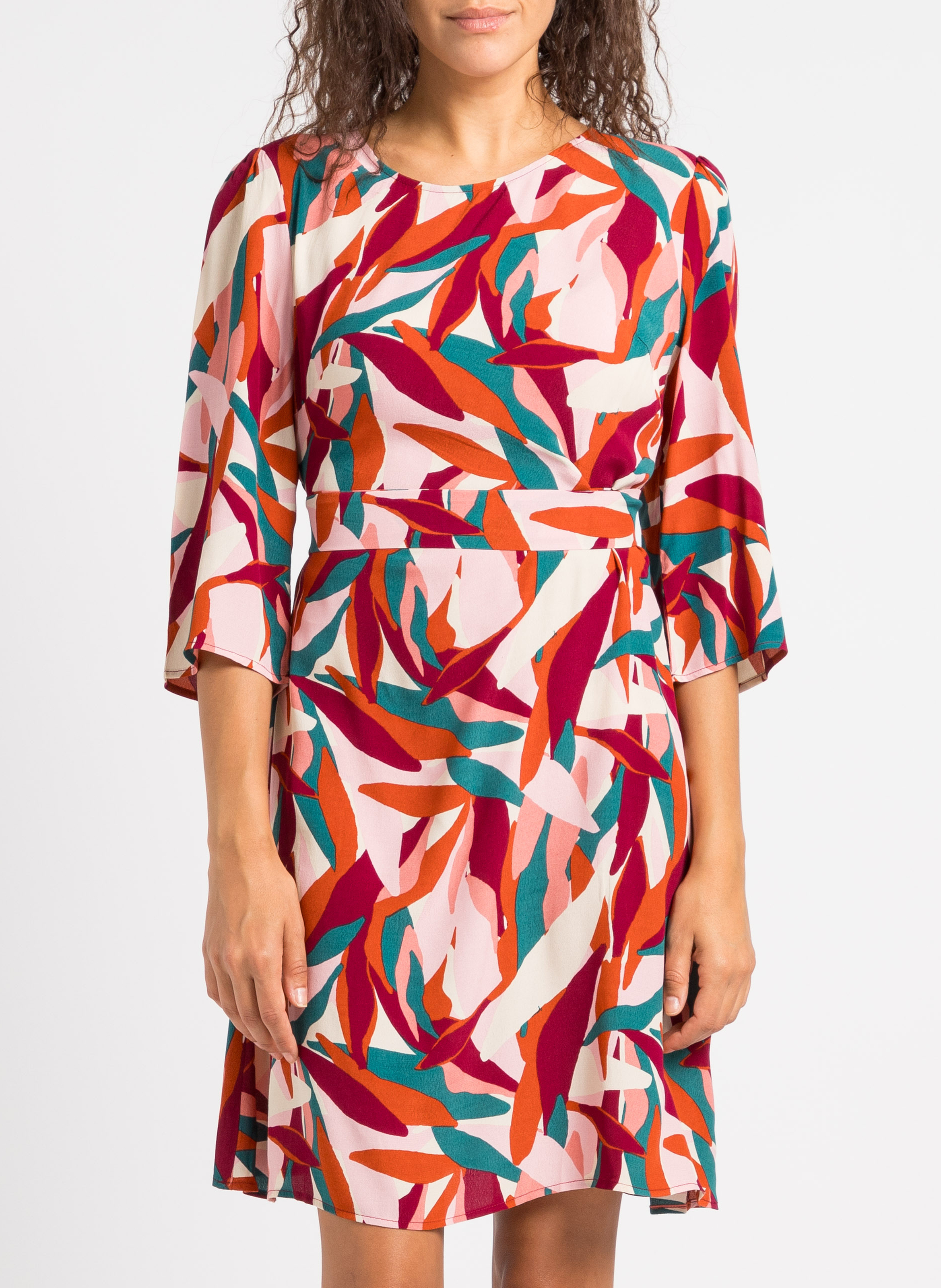 Korte, soepelvallende jurk met print GRACE ET MILA Groen