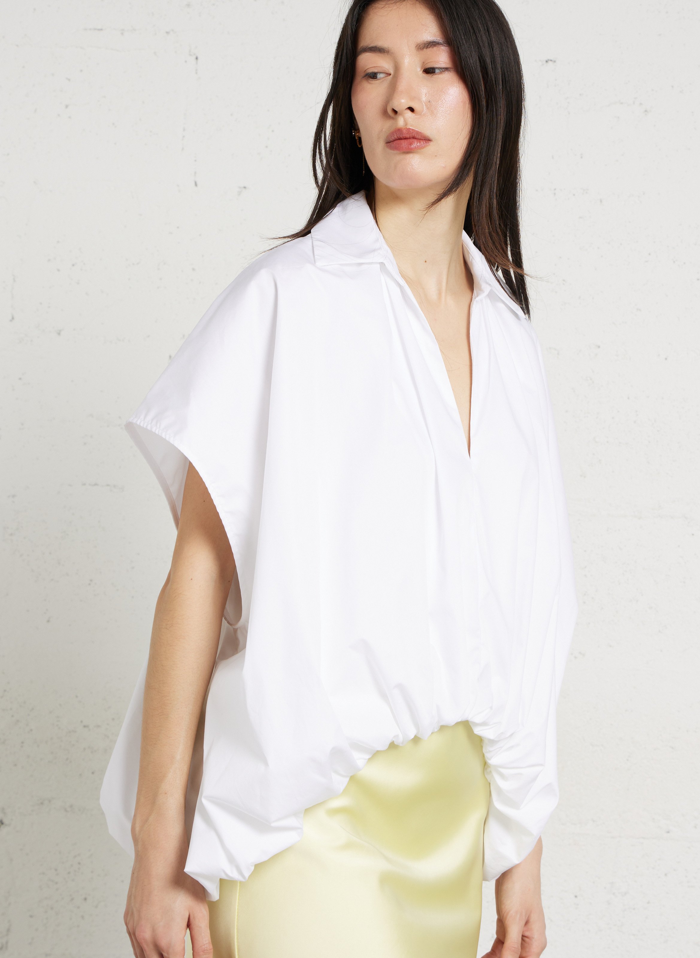 V-neck cotton blouse IMPERIAL White