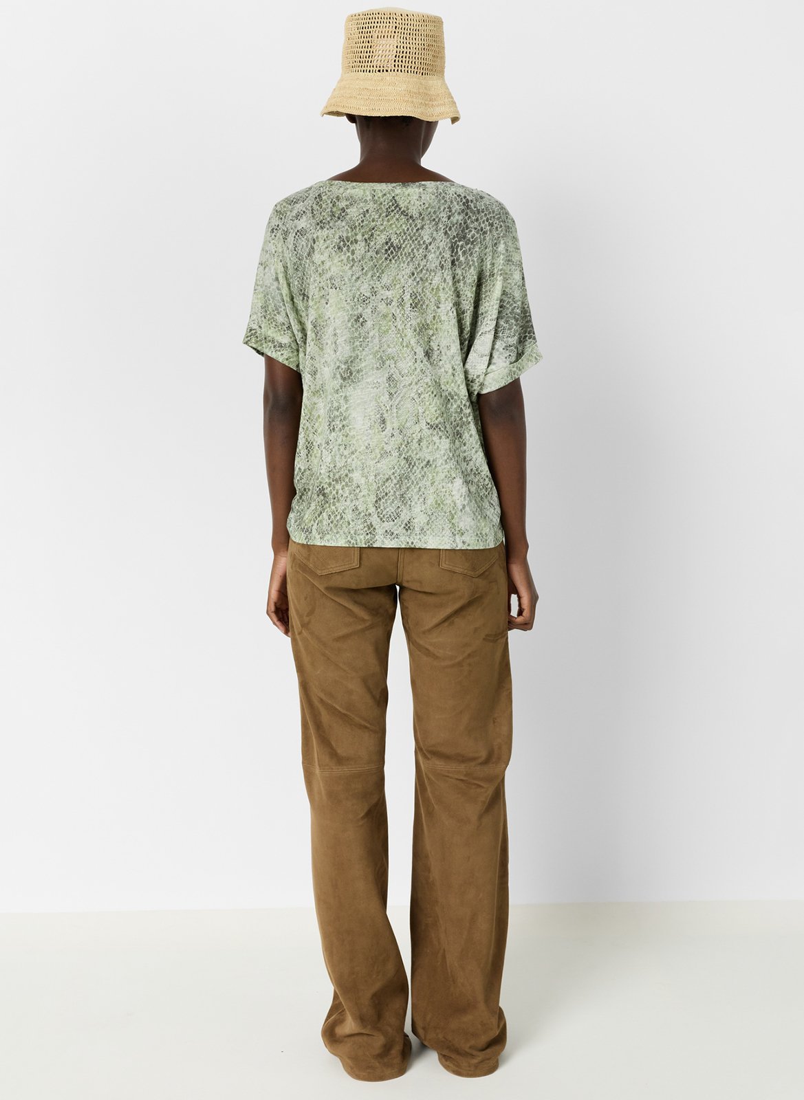 Tee-shirt oversize col rond en coton mélangé  imprimé GERARD DAREL Kaki