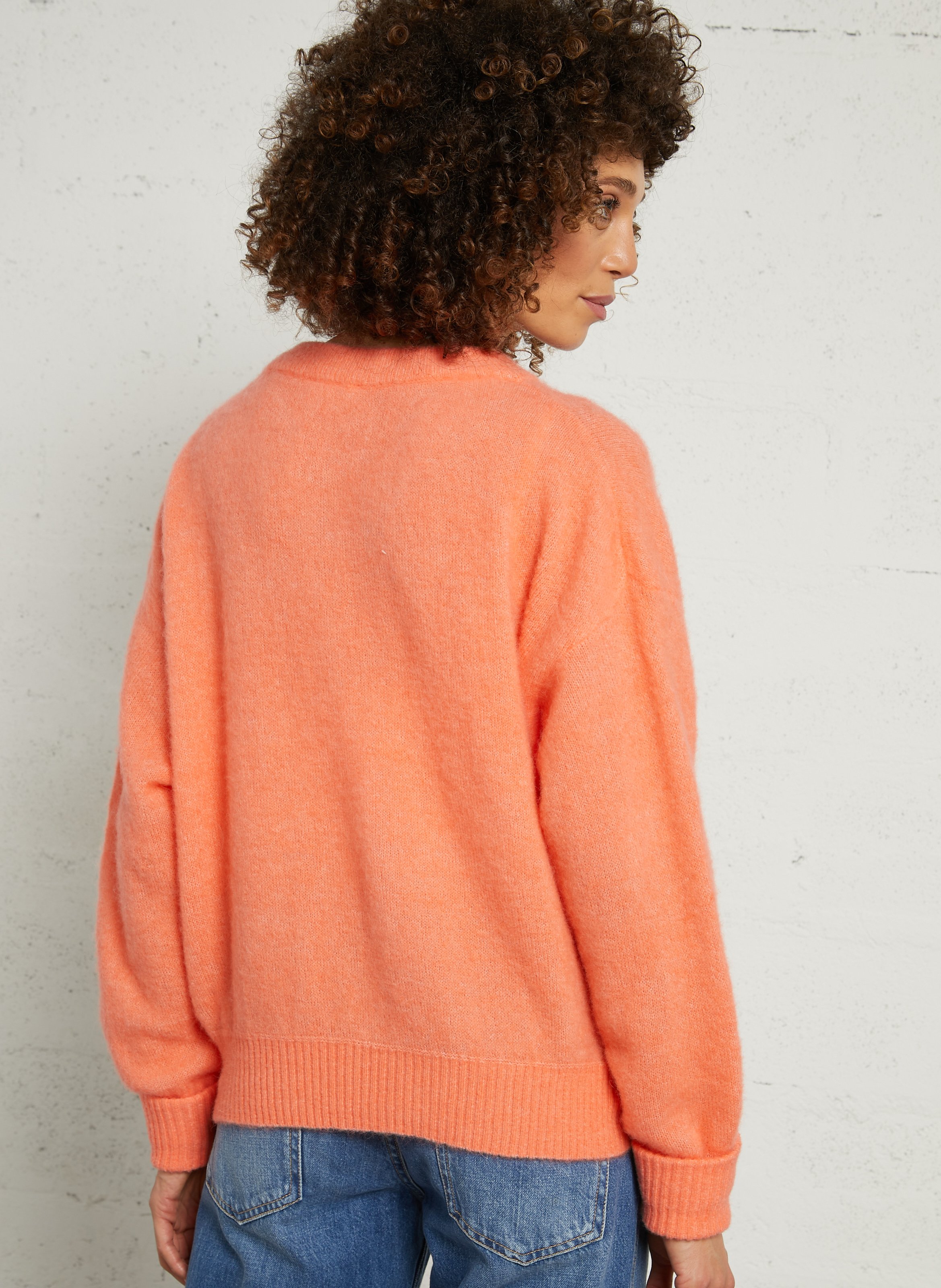 Weit geschnittener Rundhalspullover aus Wollmix AMERICAN VINTAGE Orange