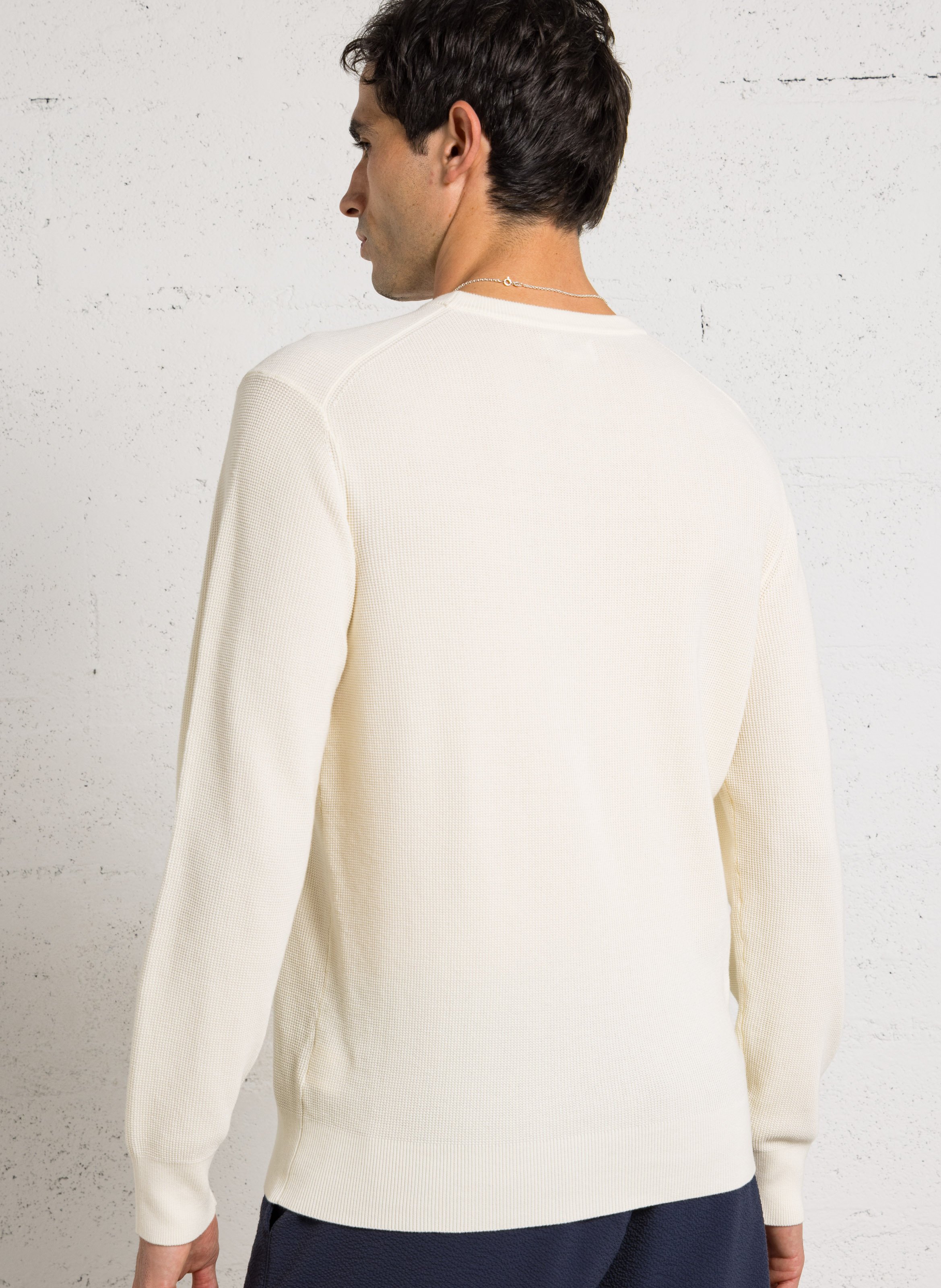 Pull droit col rond en maille gaufrée HARTFORD Beige