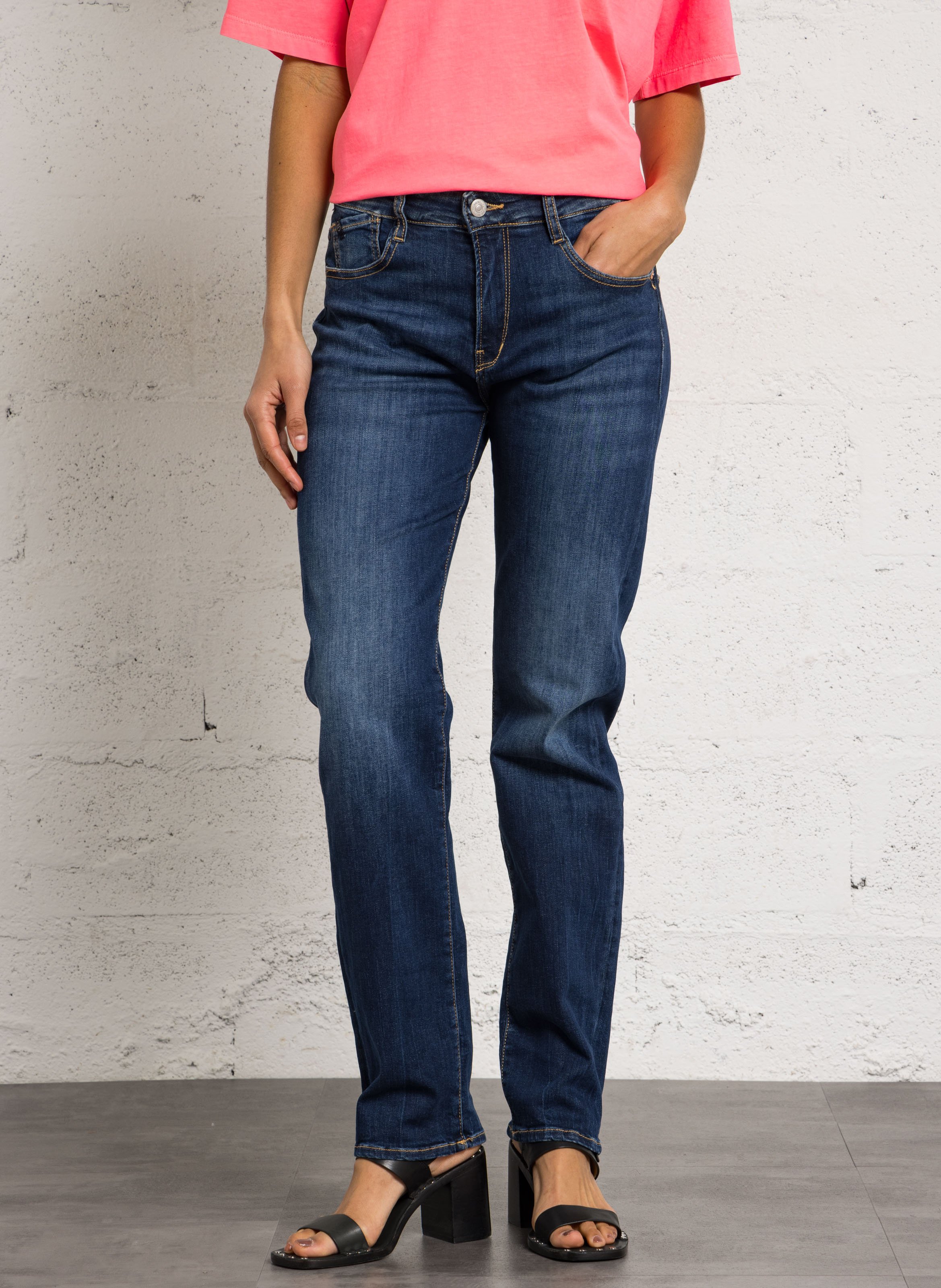 Cotton-blend straight jeans LE TEMPS DES CERISES Blue