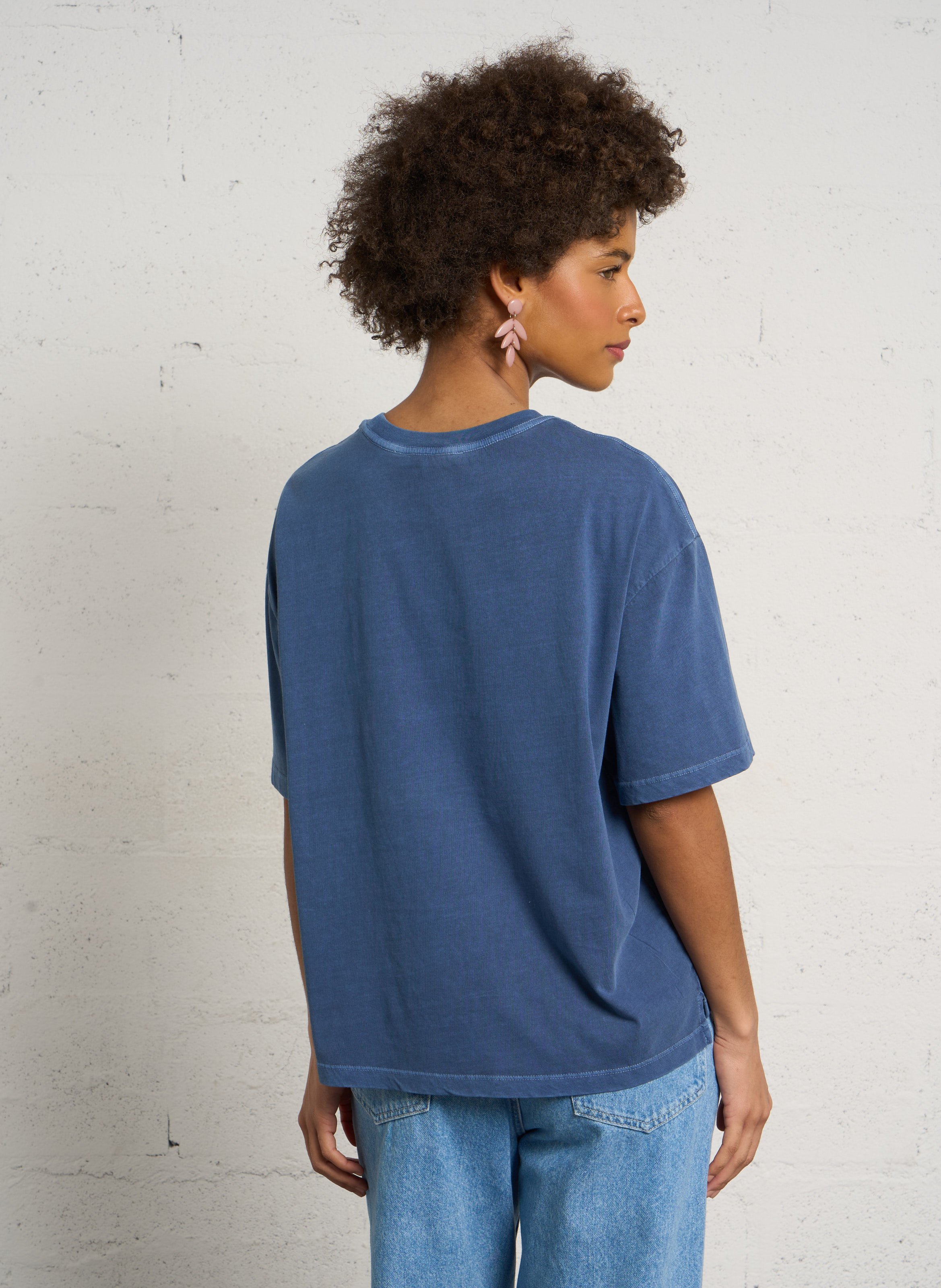 Oversized round-neck cotton T-shirt HOD PARIS Blue