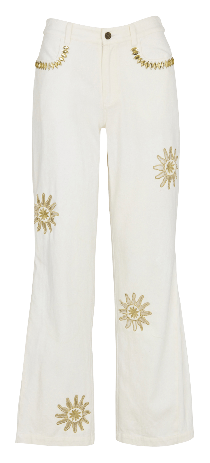 Jean de campana de algodón bordado SUNDRESS Multicolor