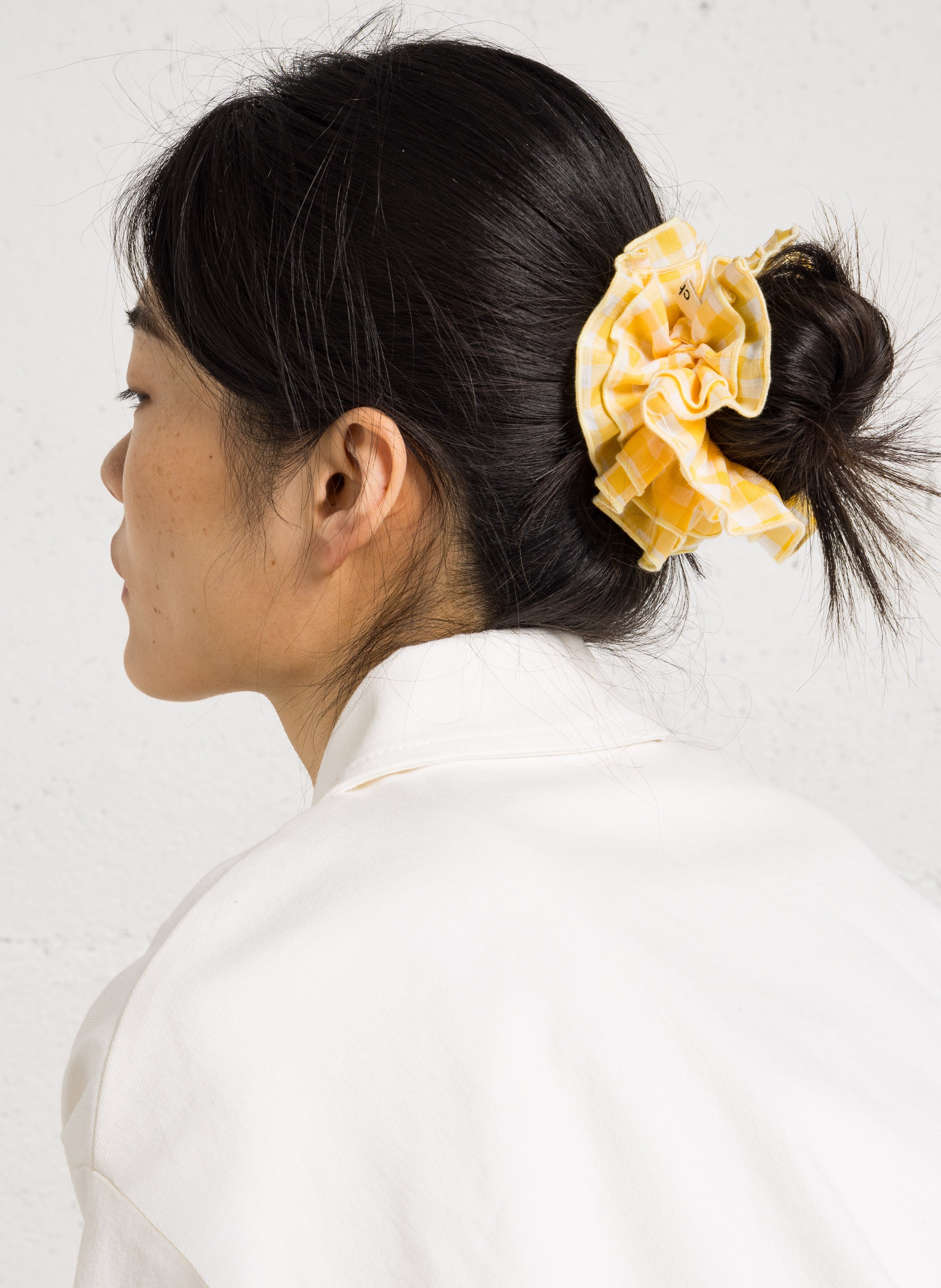 Maxi gingham pattern scrunchie CHOU AU CARRE Yellow