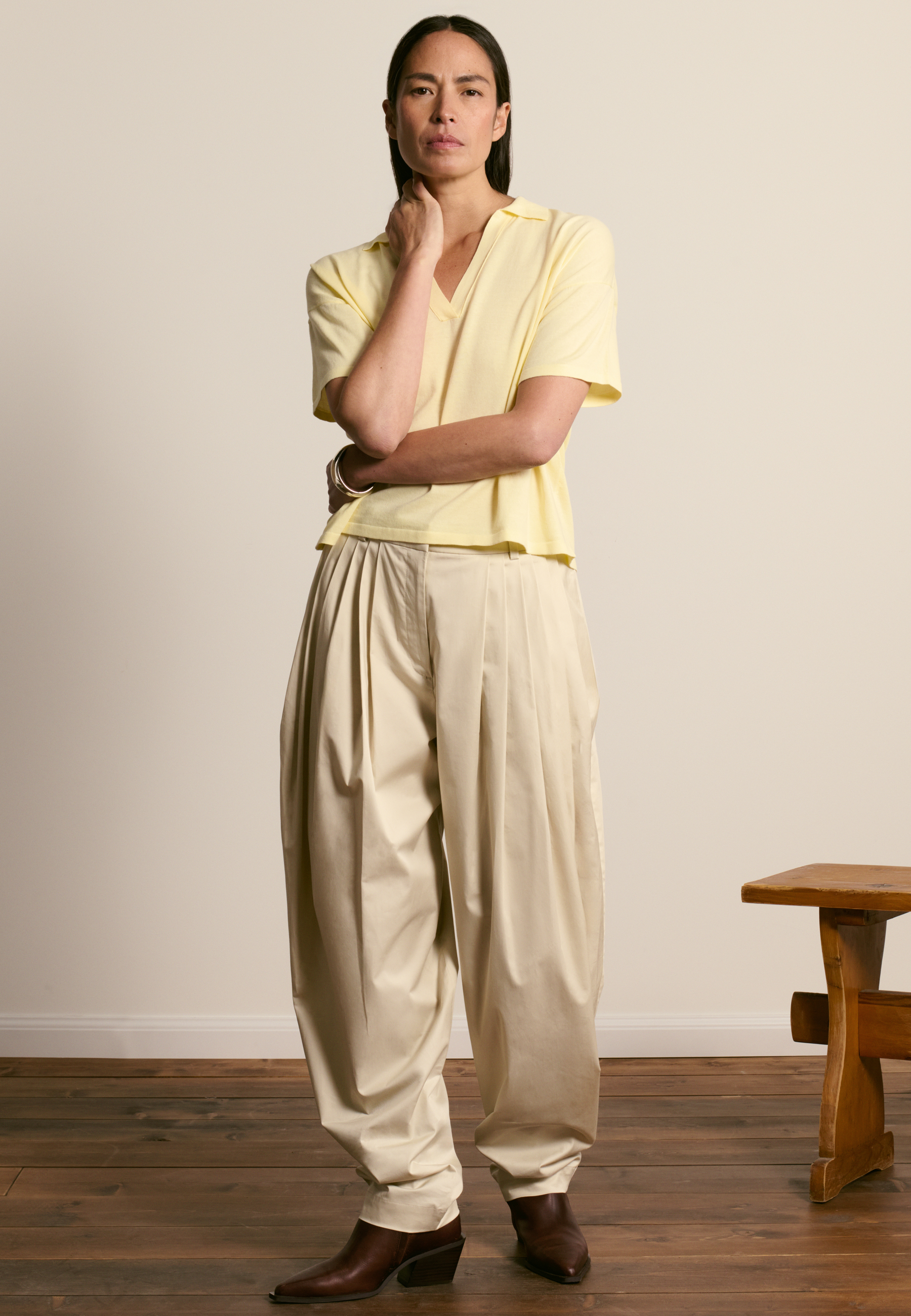 Polo en coton biologique MAISON MONTAGUT Jaune