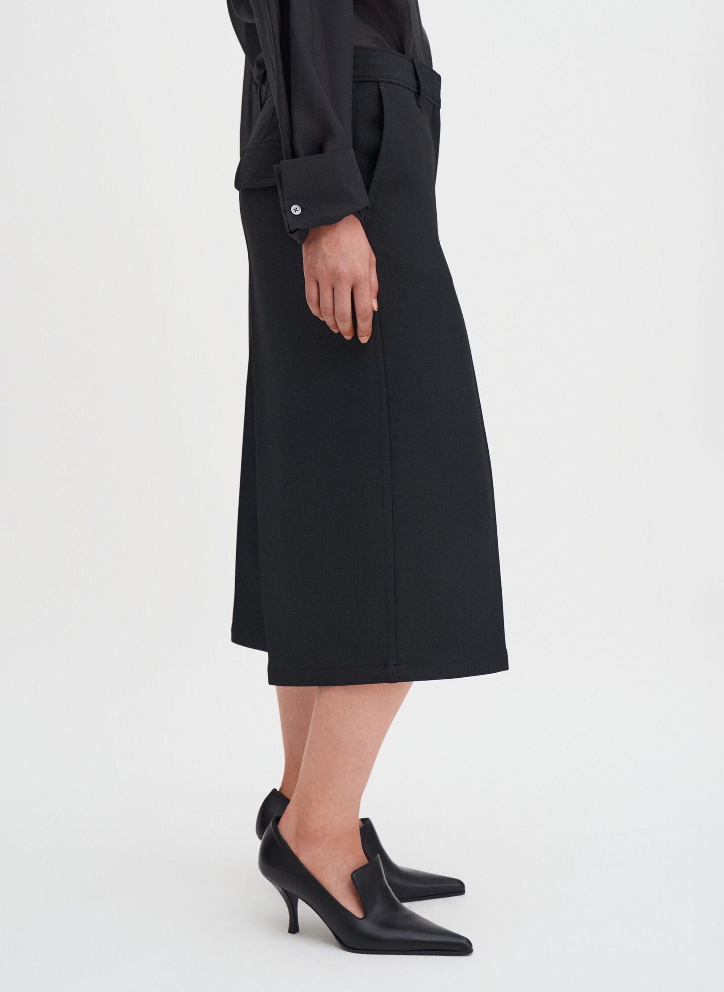 Bermuda large taille haute uni FILIPPA K Noir