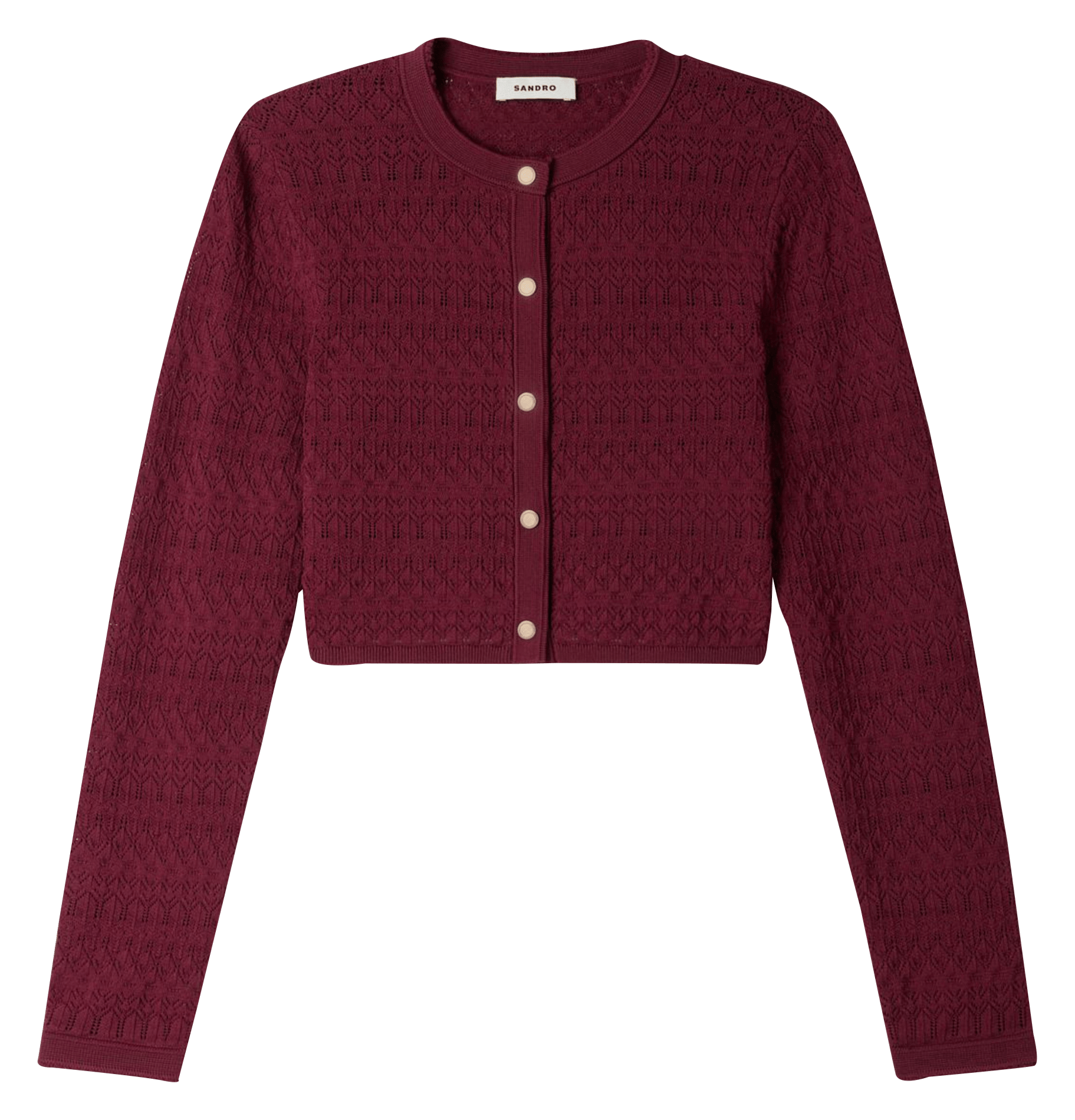 Straight round-neck knit cardigan SANDRO Red