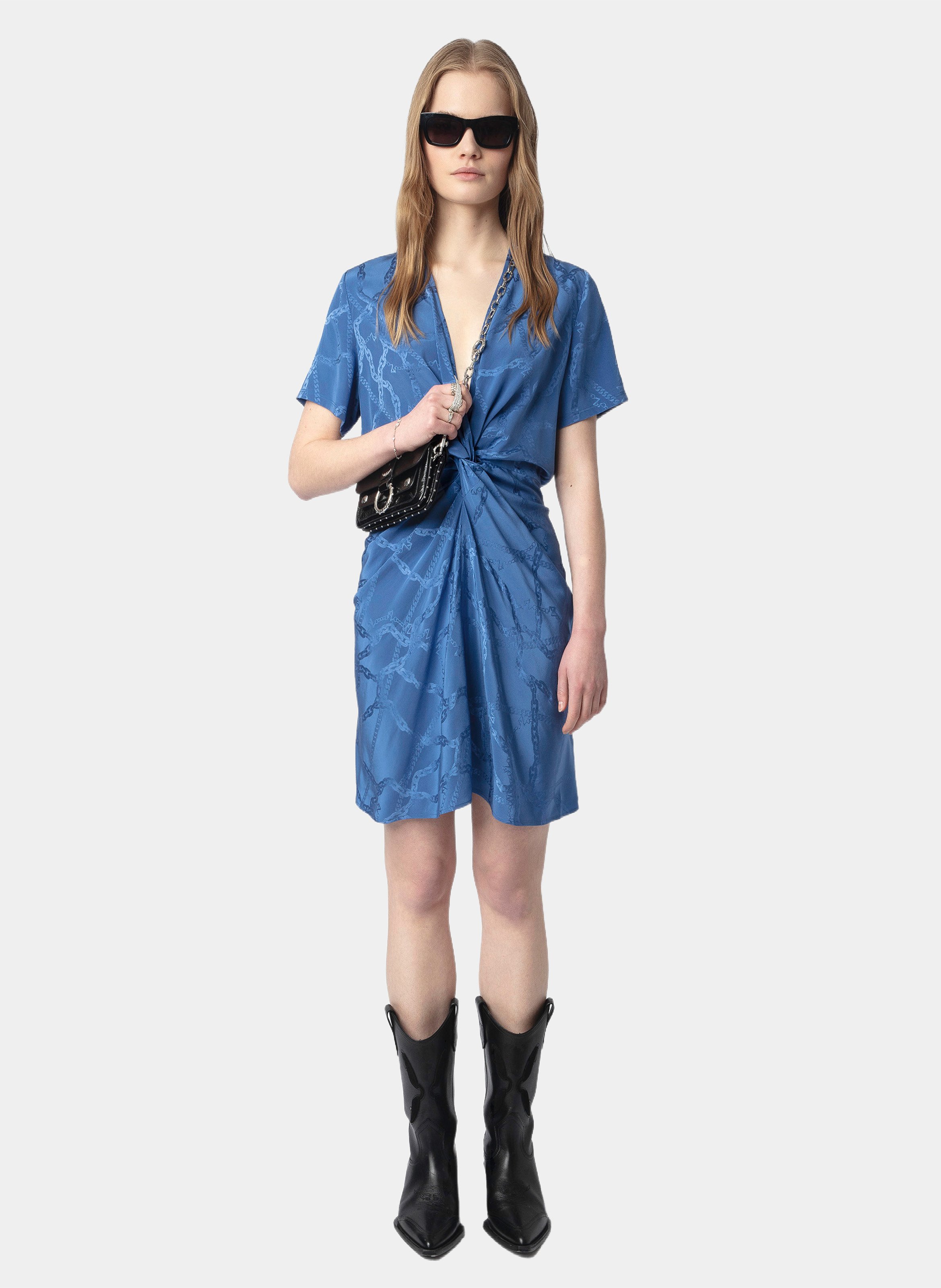 Short silk V-neck dress ZADIG&VOLTAIRE Blue