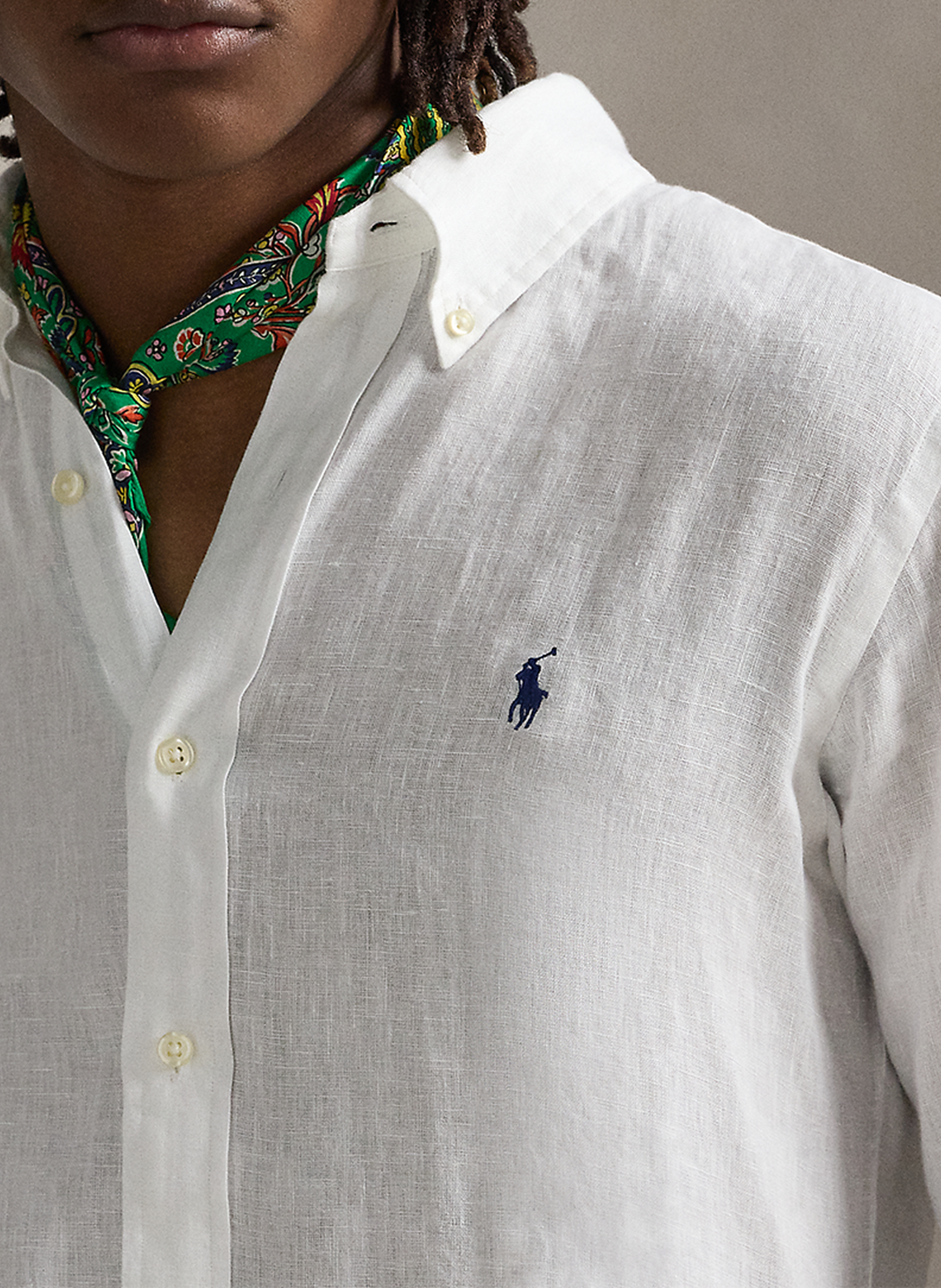 Regular-Fit-Hemd - Leinen POLO RALPH LAUREN Weiss