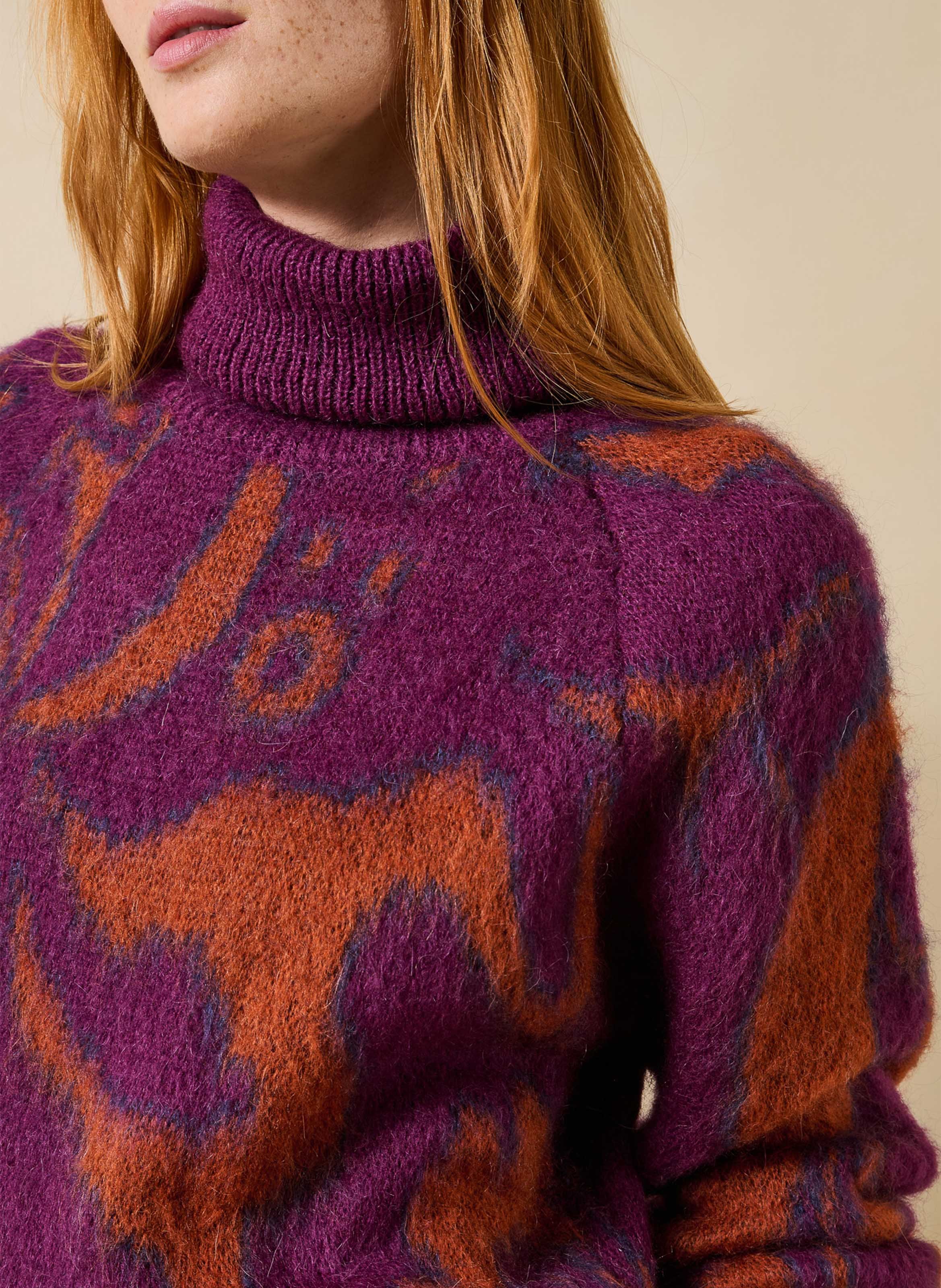 Ample jacquard mohair blend sweater LA FEE MARABOUTEE Multicolored