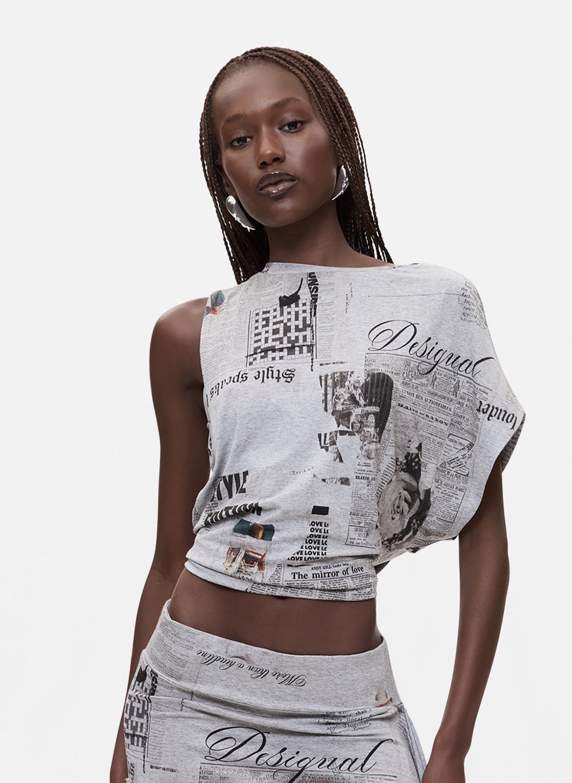 Top col rond asymétrique DESIGUAL Noir