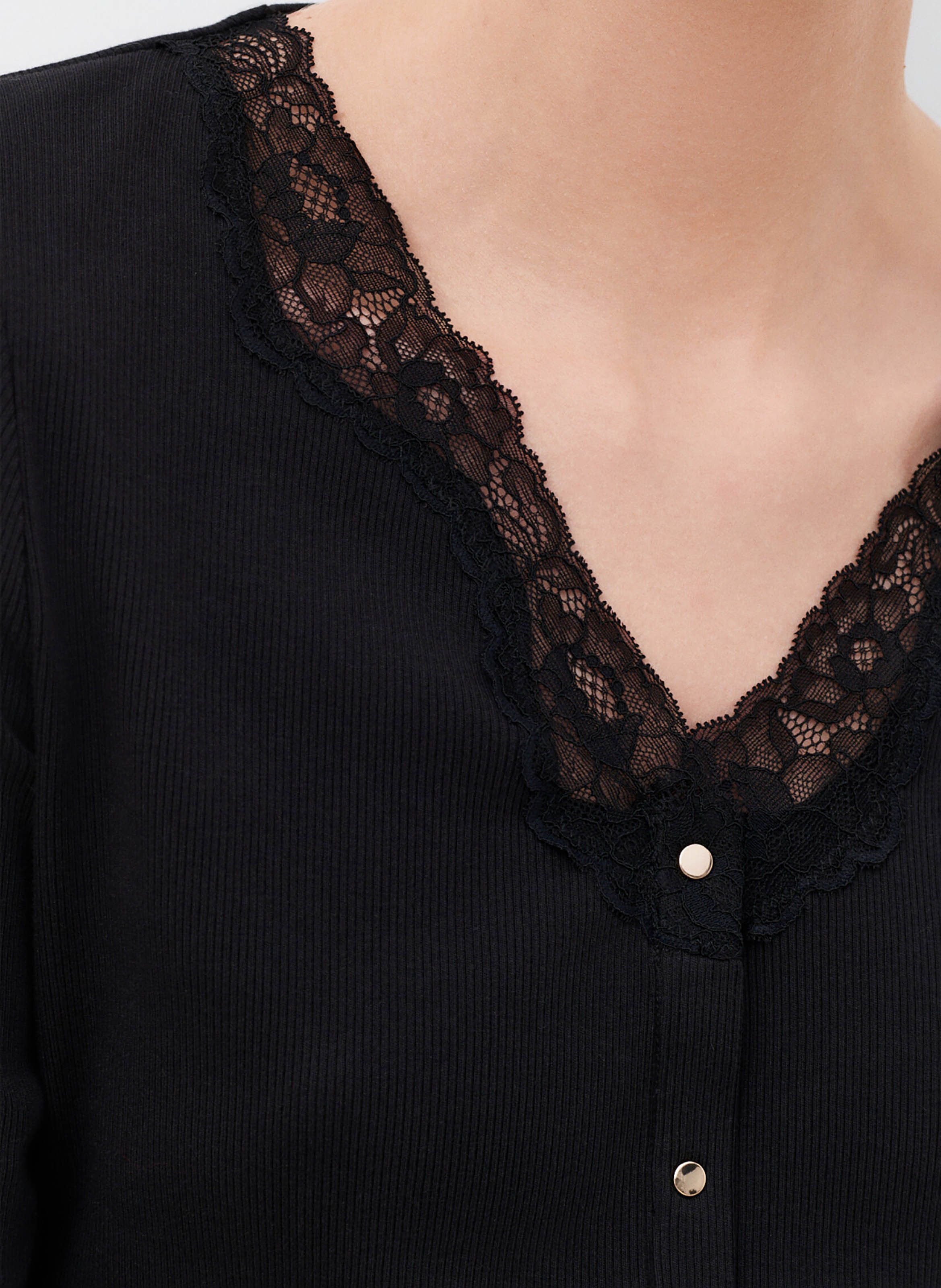 Cotton-blend V-neck cardigan CAROLL Black