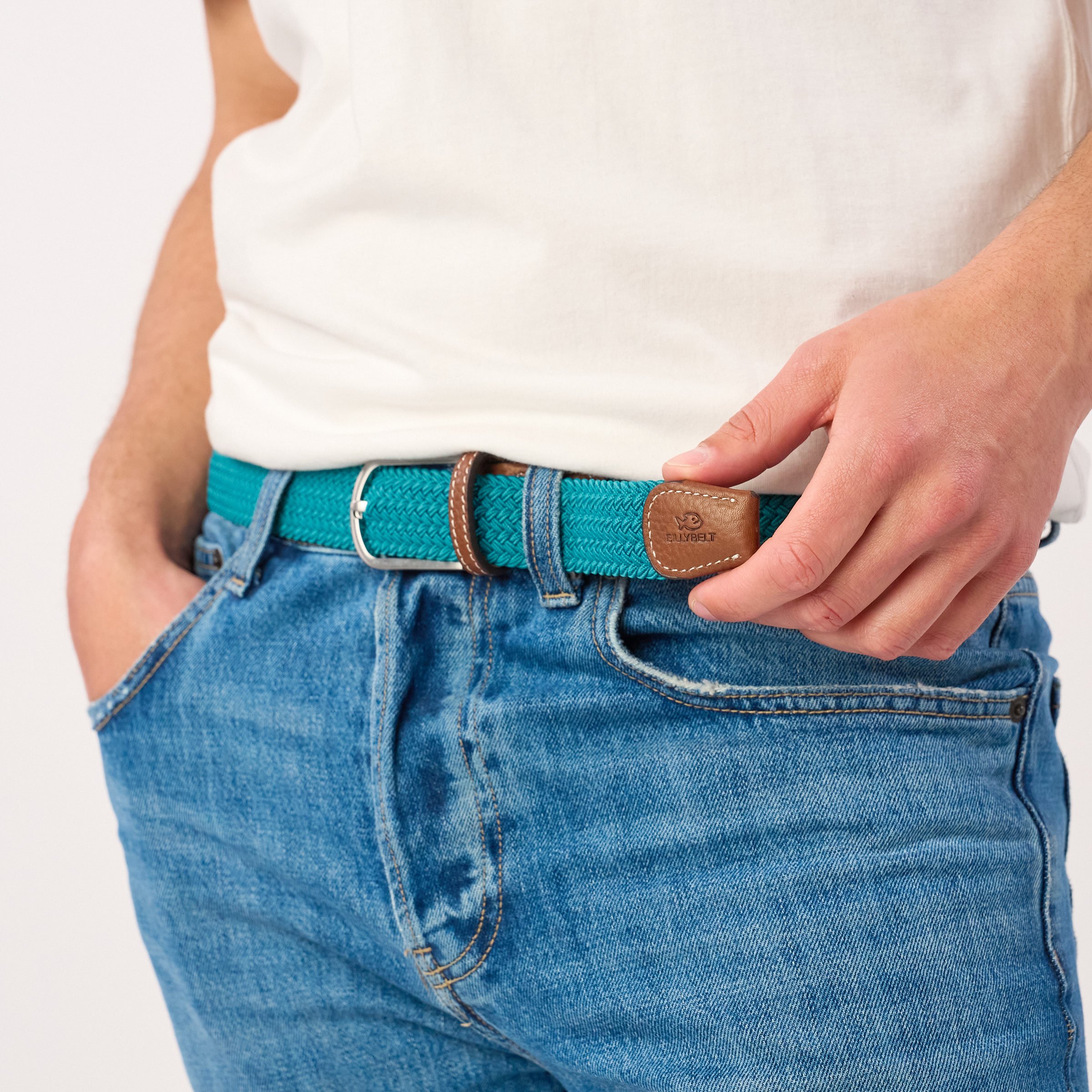 Solid Elastic Braided Belt BILLYBELT Blue