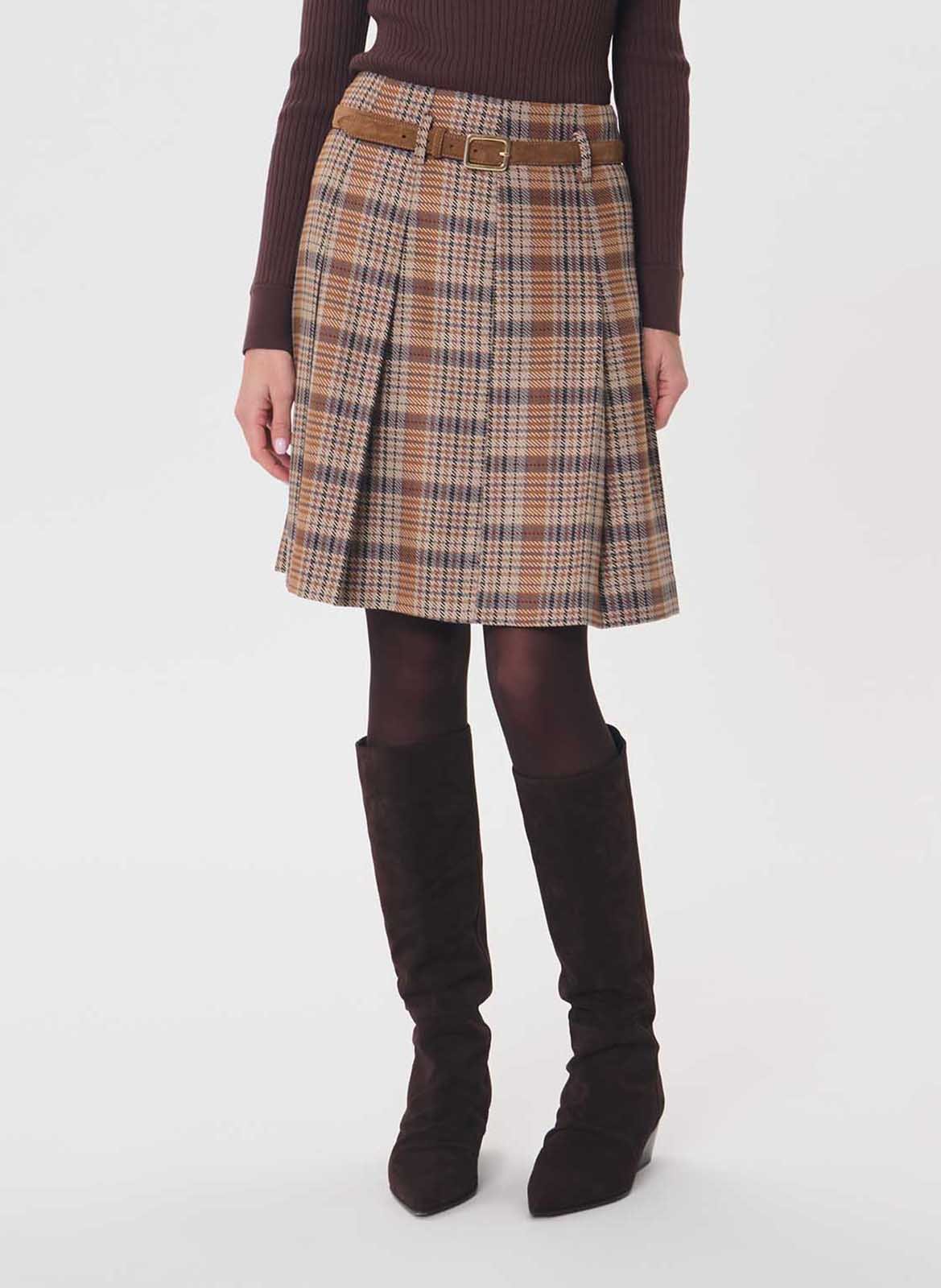 Checked flared skirt TARA JARMON Brown