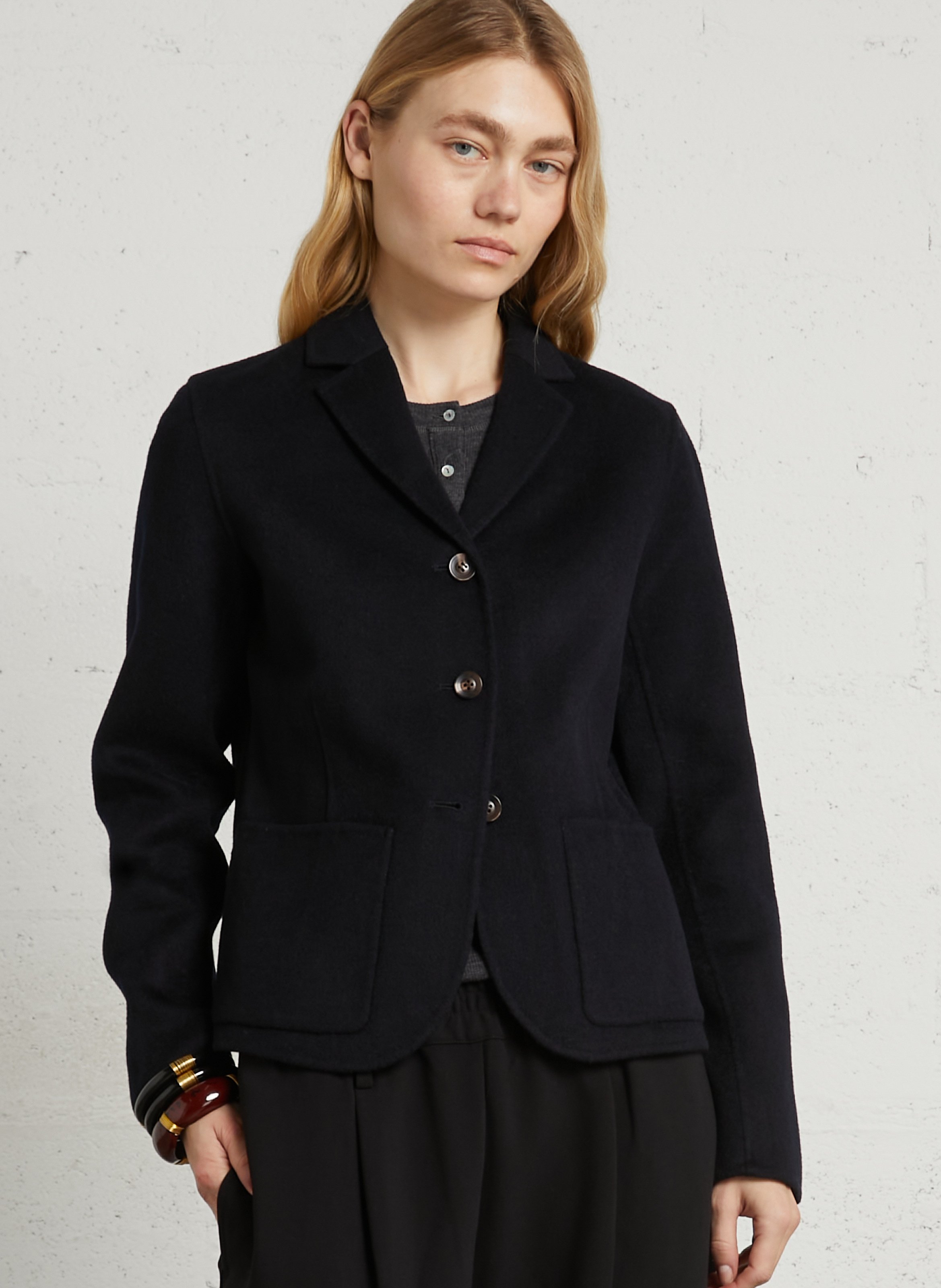 Gerade geschnittener Wollmix-Blazer SOEUR Blau