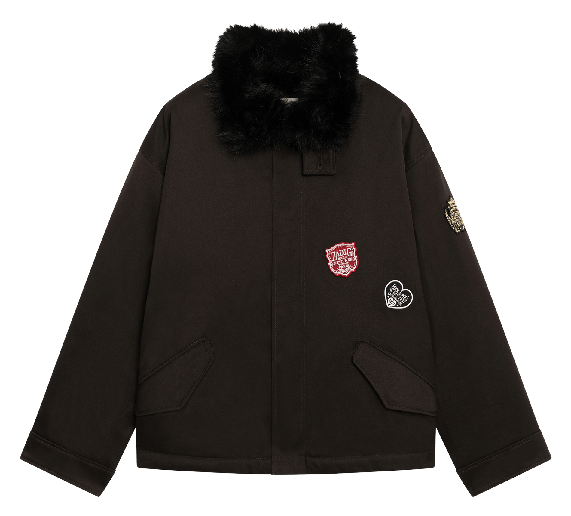 Cotton coat with coat collar ZADIG&VOLTAIRE Brown