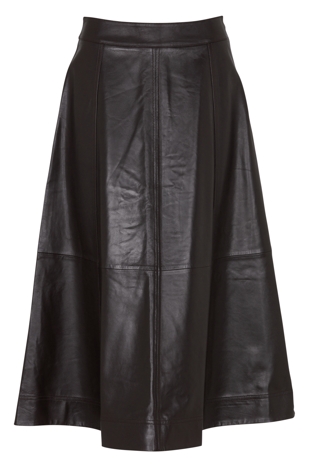 Jupe évasée en cuir ZAPA Marron