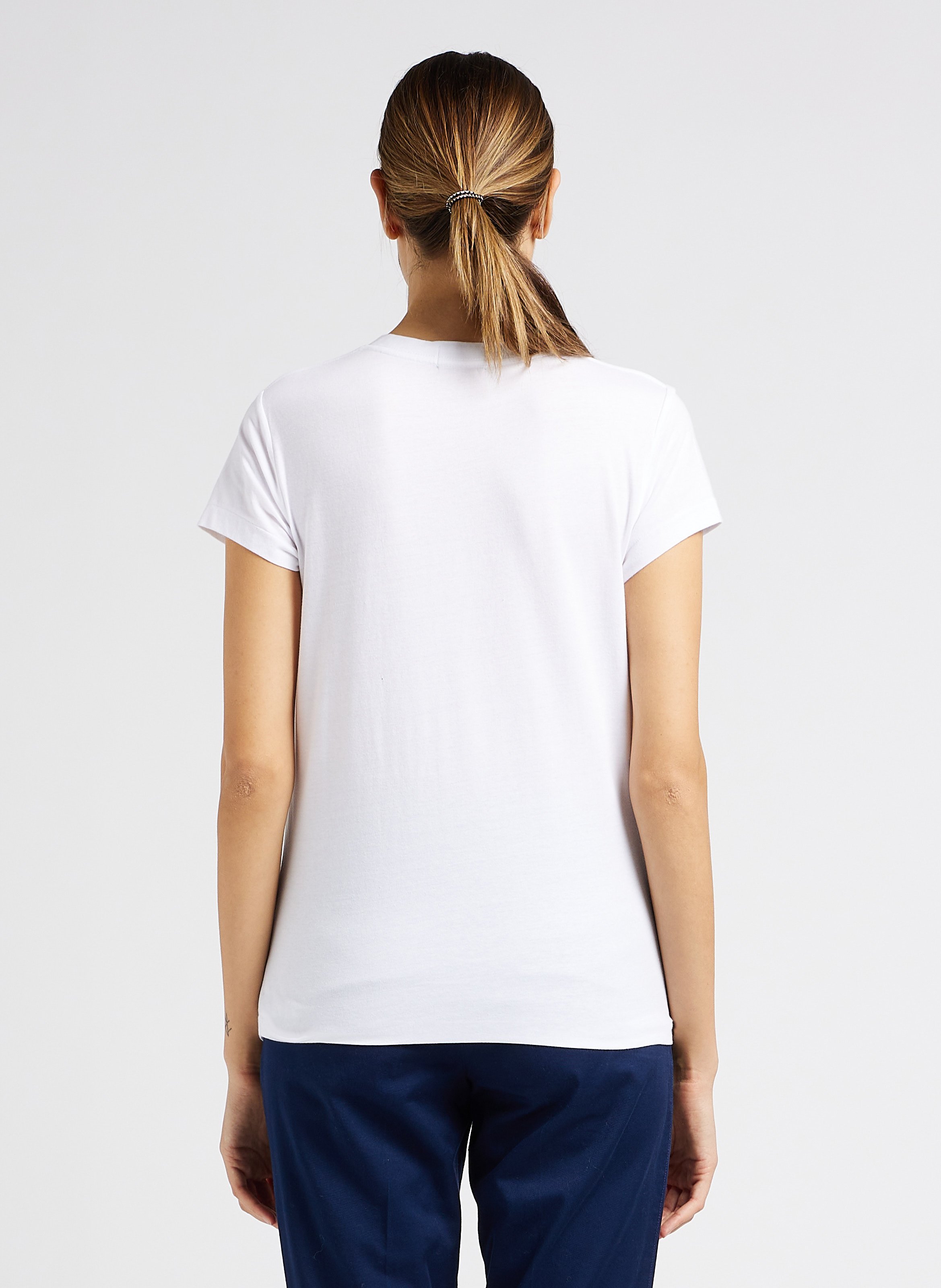 Embroidered Cotton V neck T shirt White Polo Ralph Lauren Women 211902403 001 WHITE Place des Tendances United Kingdom