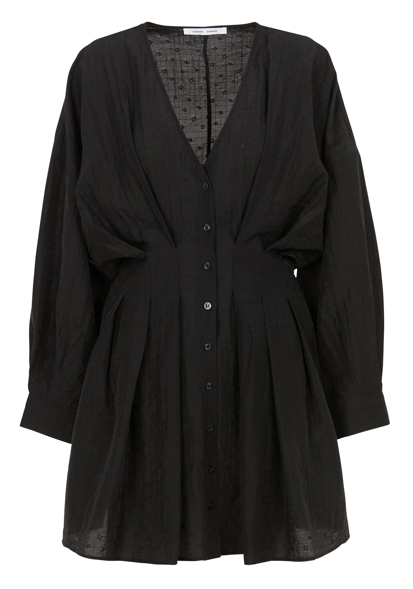 Loose-fit V-neck short dress SAMSOE SAMSOE Black