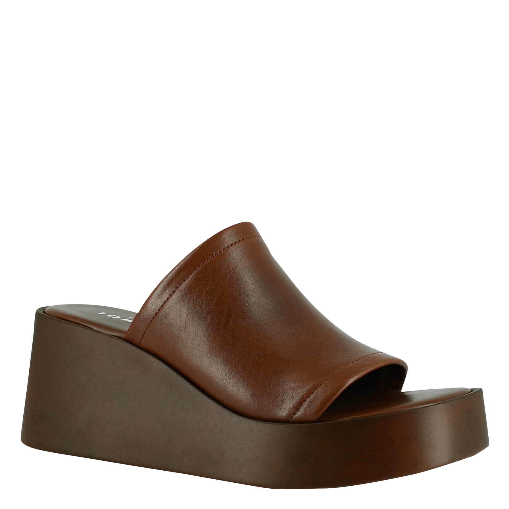 Leder-Mules mit Keilabsatz Braun