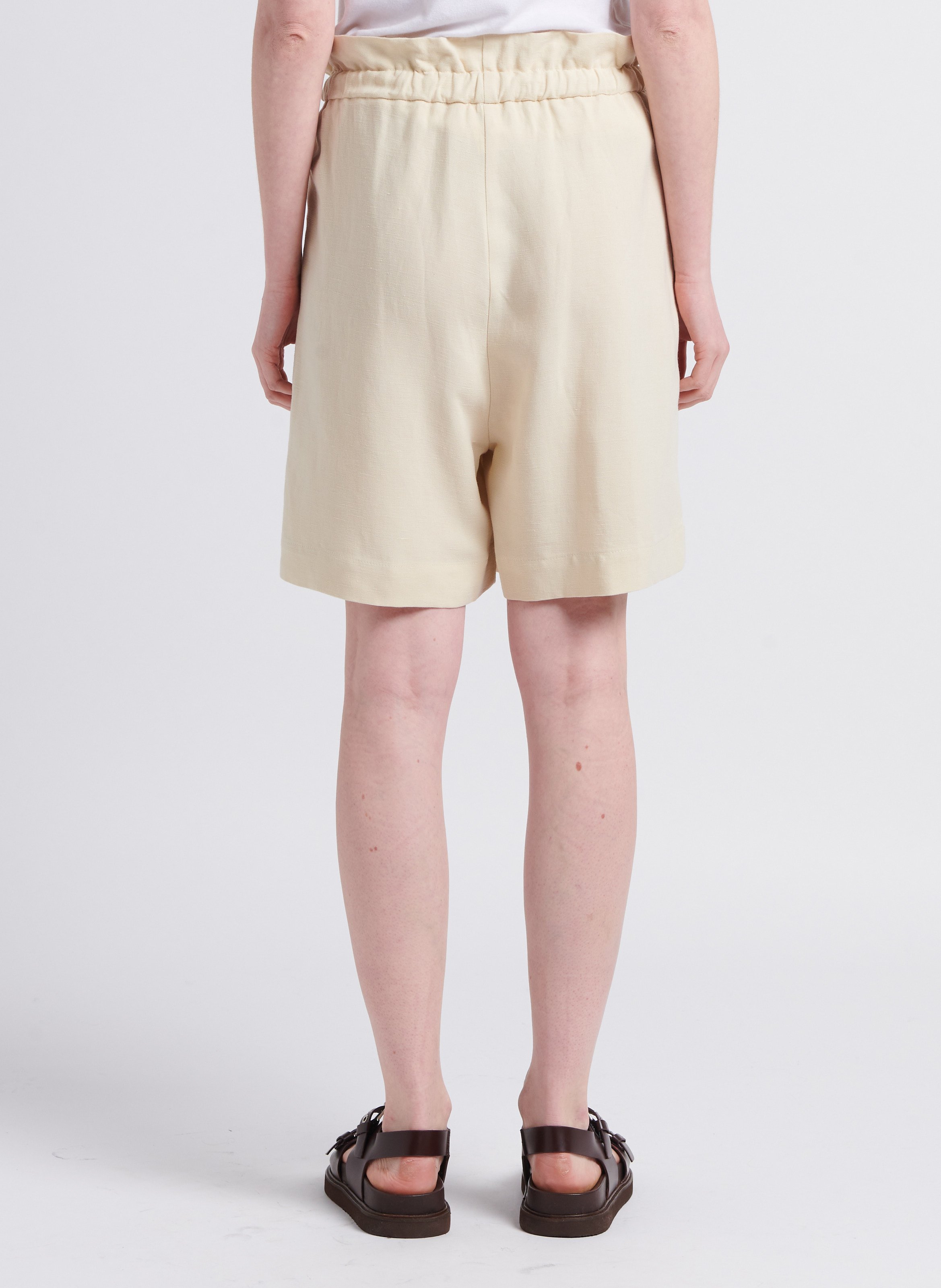 Short droit taille haute volanté THE NEW SOCIETY Blanc