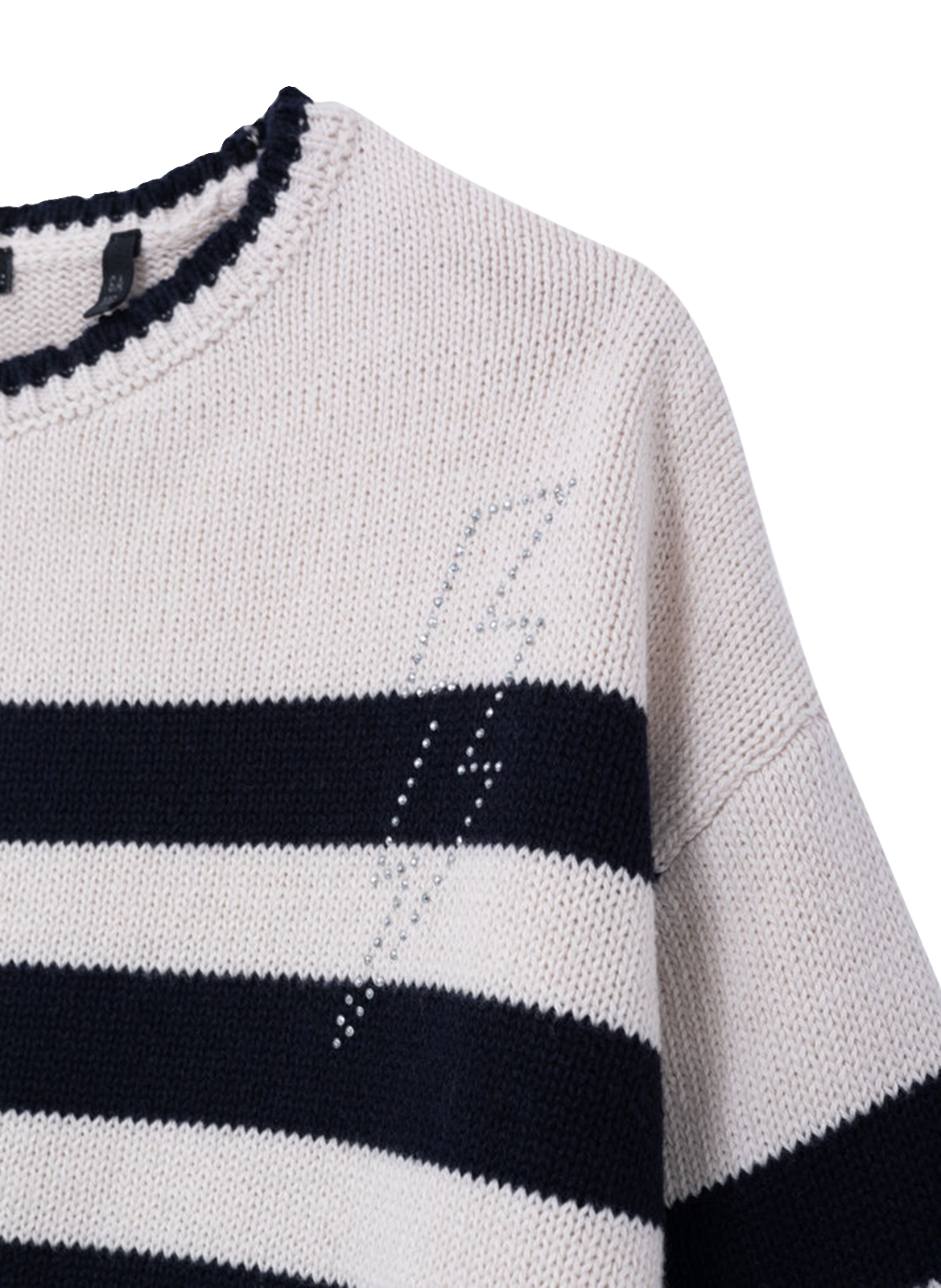 Oversized Striped Cotton Sweater White