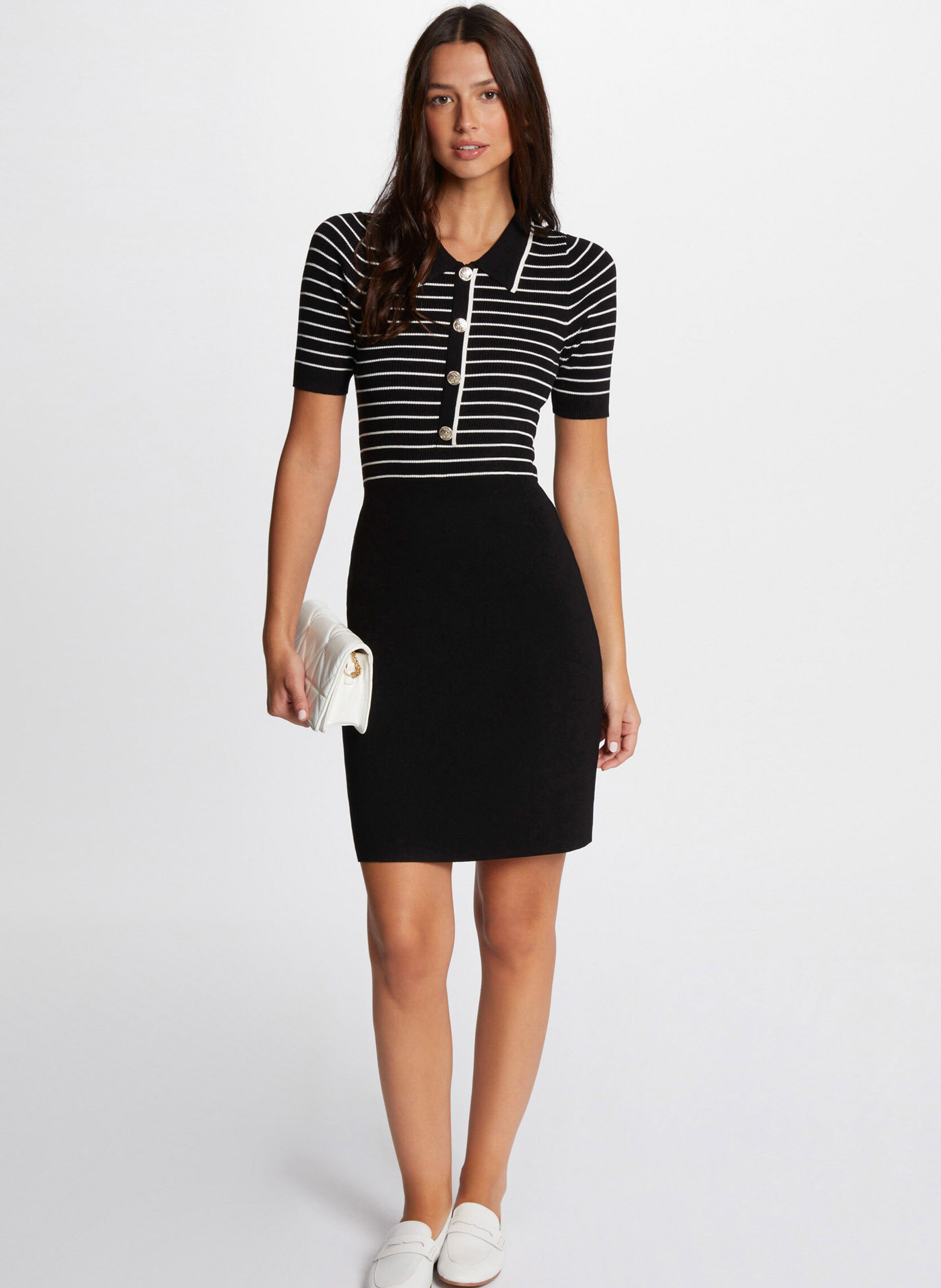 Robe ajustée courte à col polo MORGAN Noir