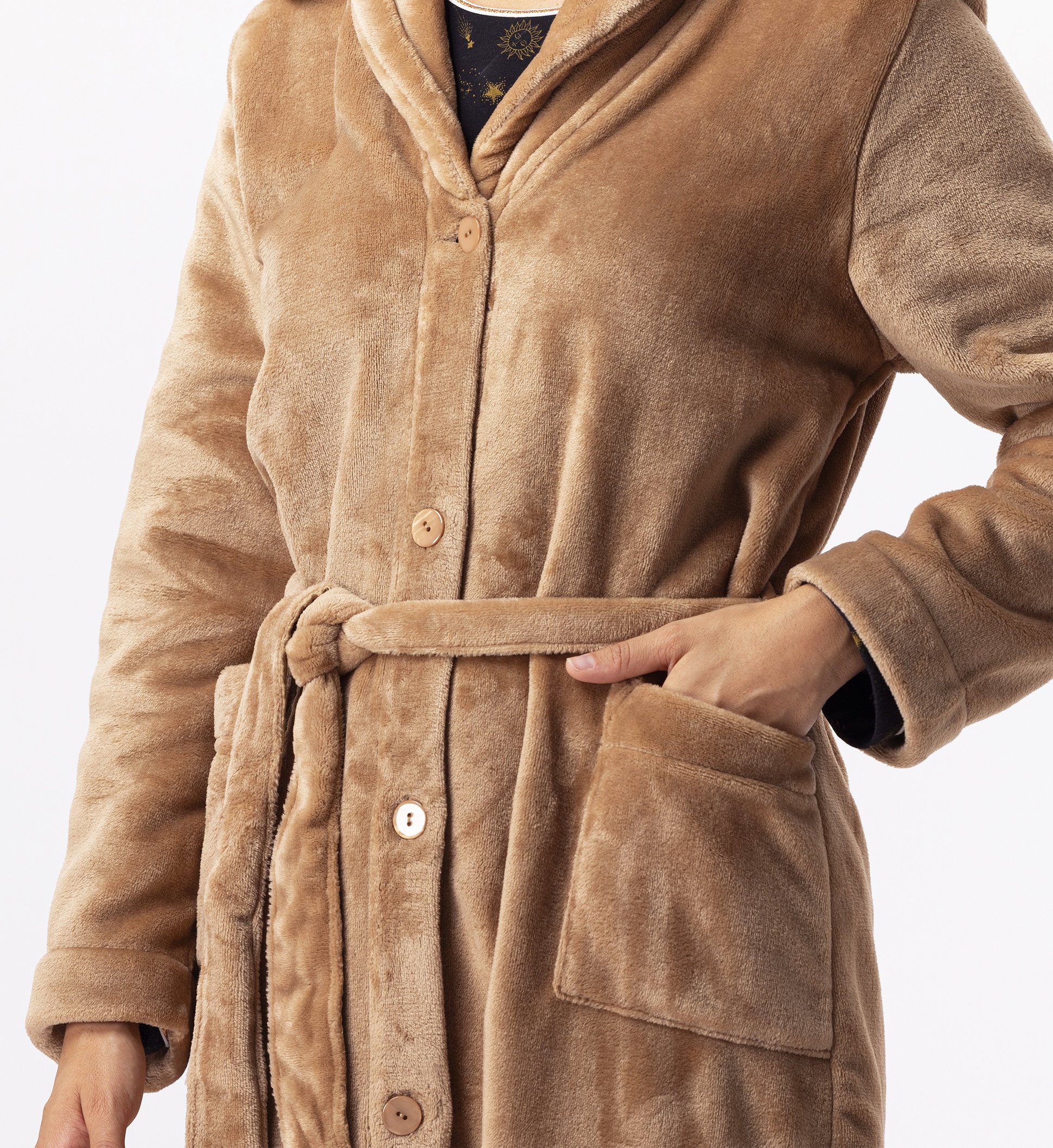 Plush flannel robe LE CHAT Brown