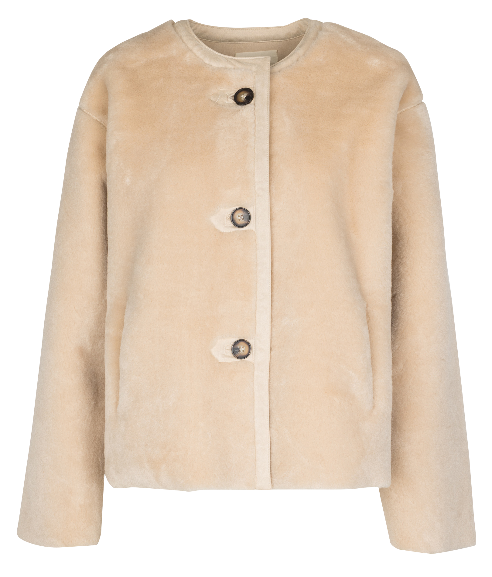 Oversize Rundhalsausschnitt Jacke SUNCOO Beige