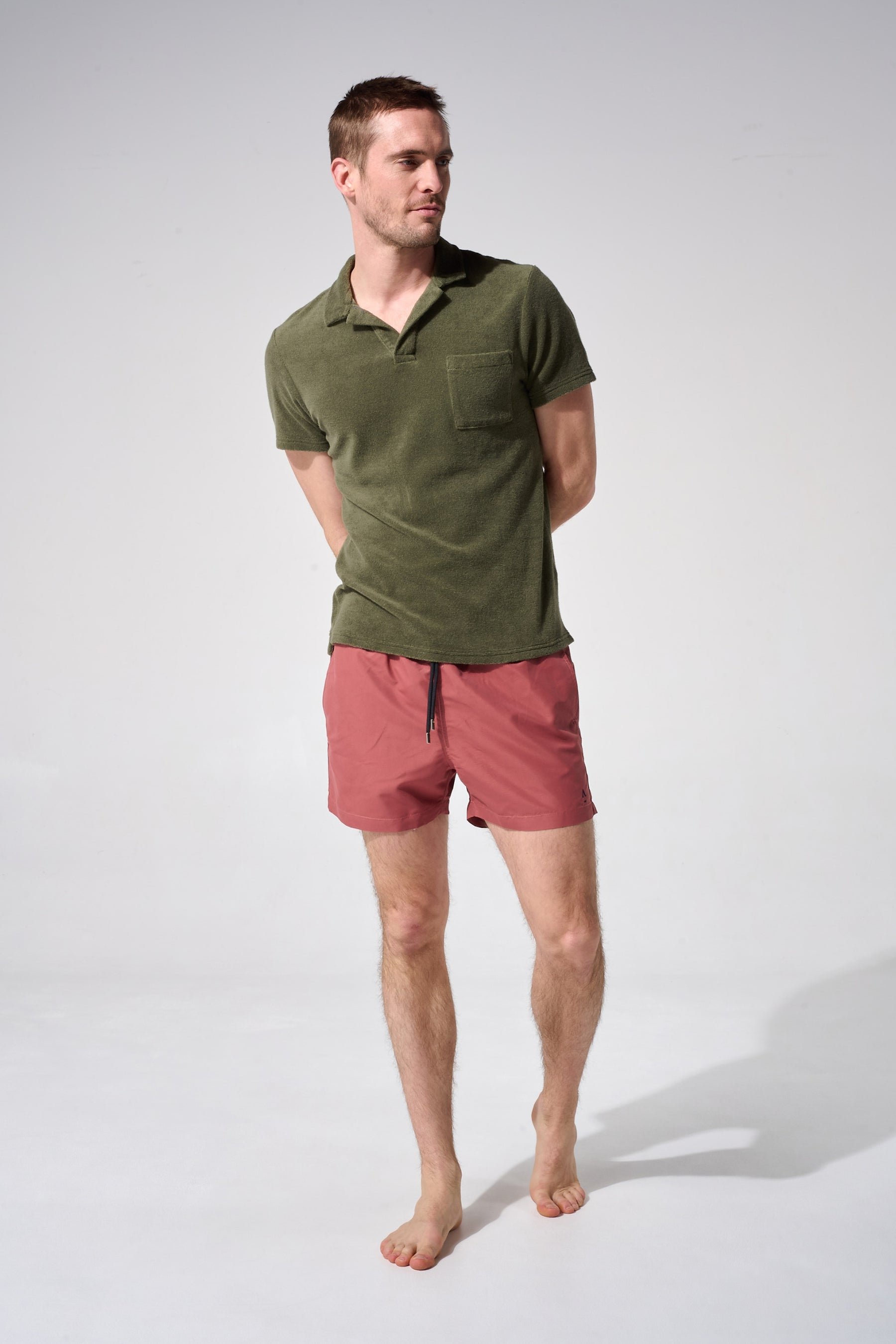 Short-sleeved polo shirt with lapel collar APNEE Khaki
