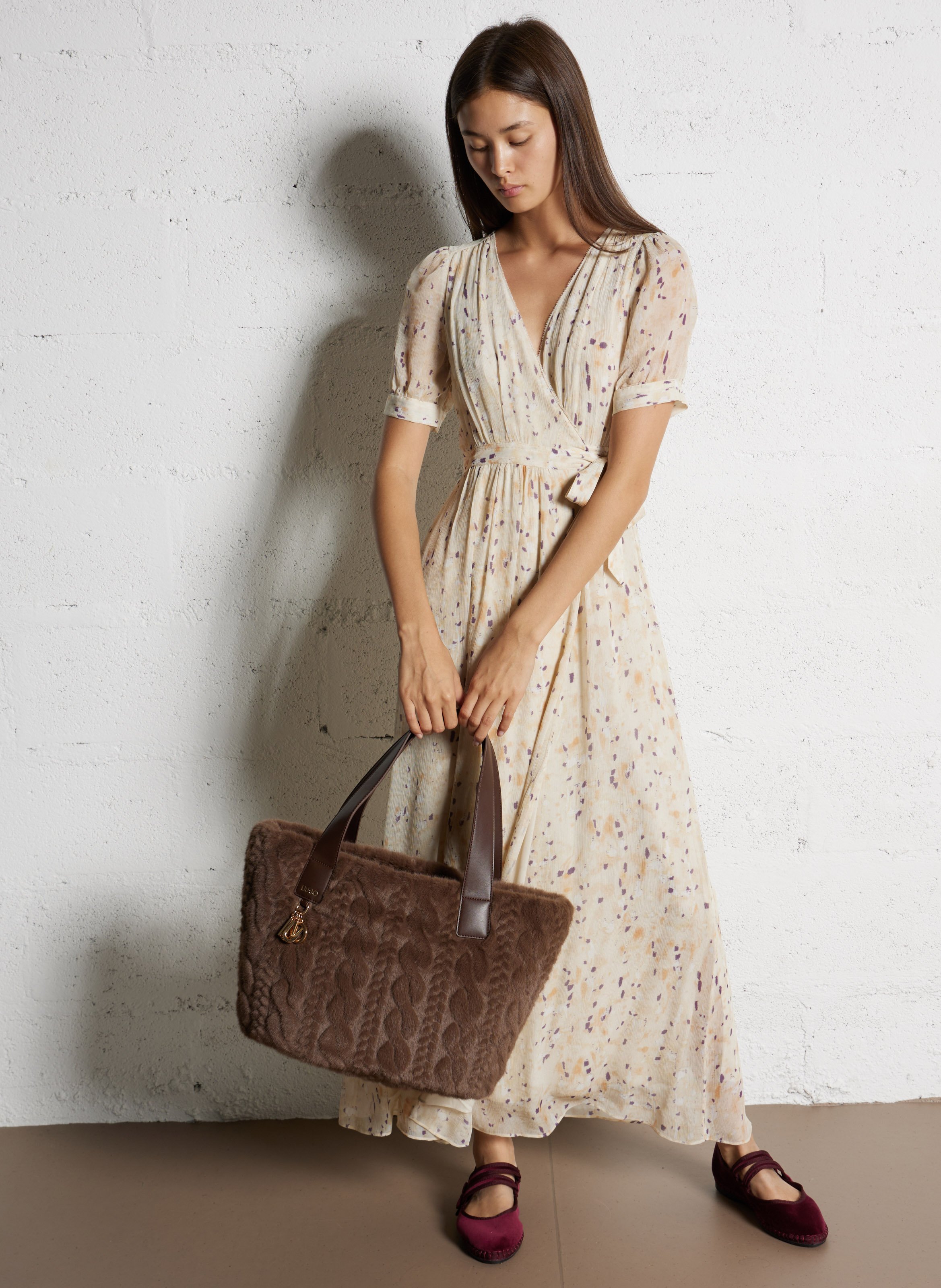 Faux fur tote bag LIU JO Beige