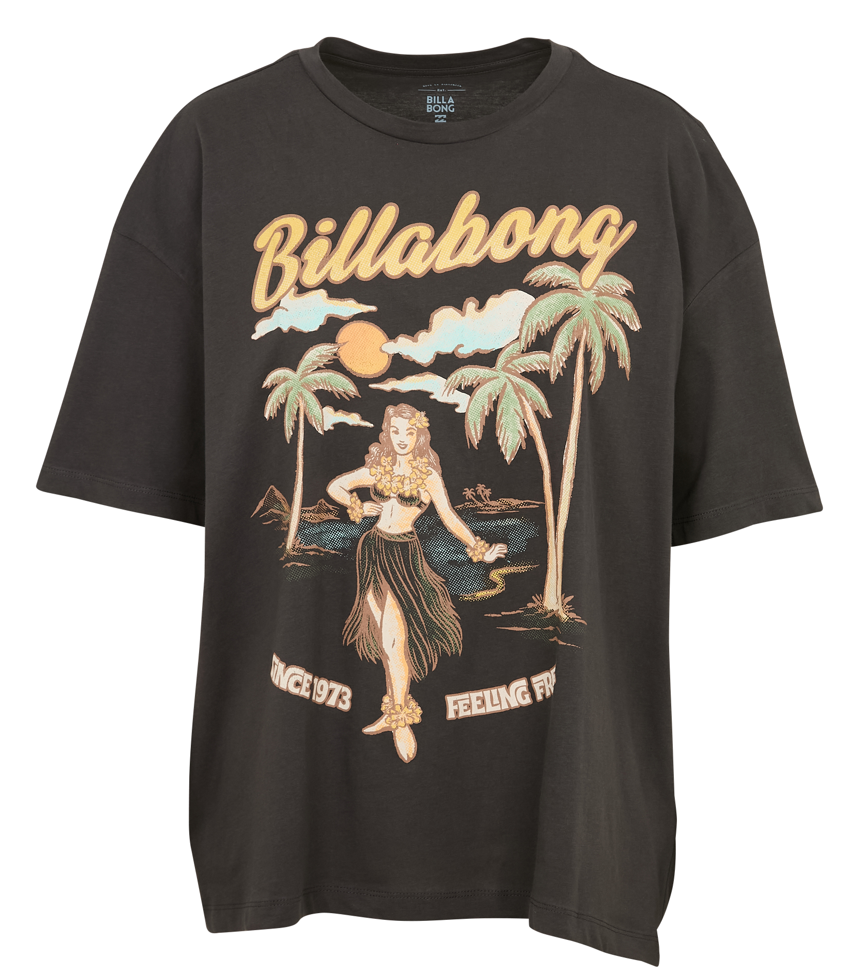 Tee-shirt droit imprimé en coton BILLABONG Noir
