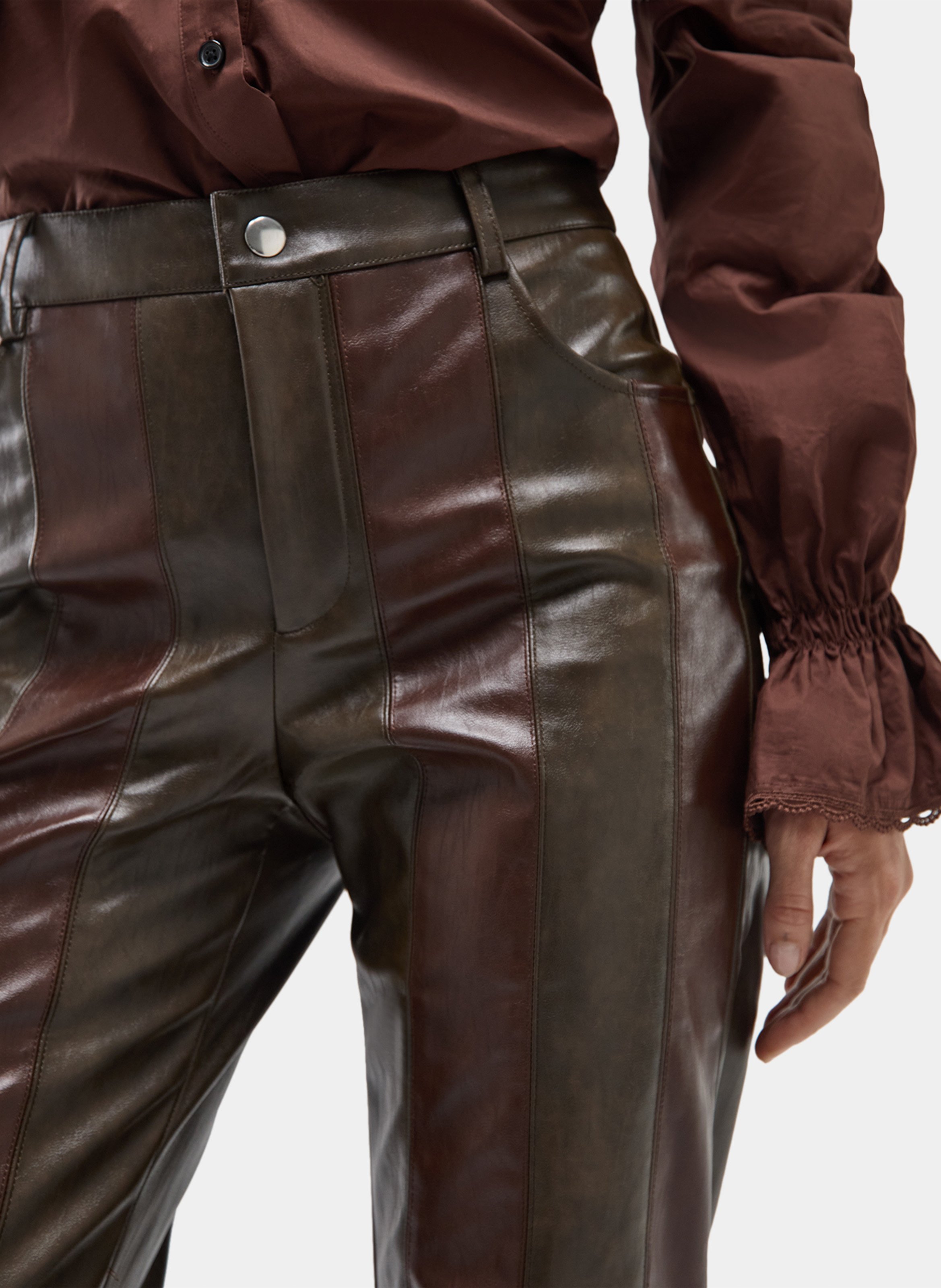 Leather-effect straight-leg pants LAAGAM Brown