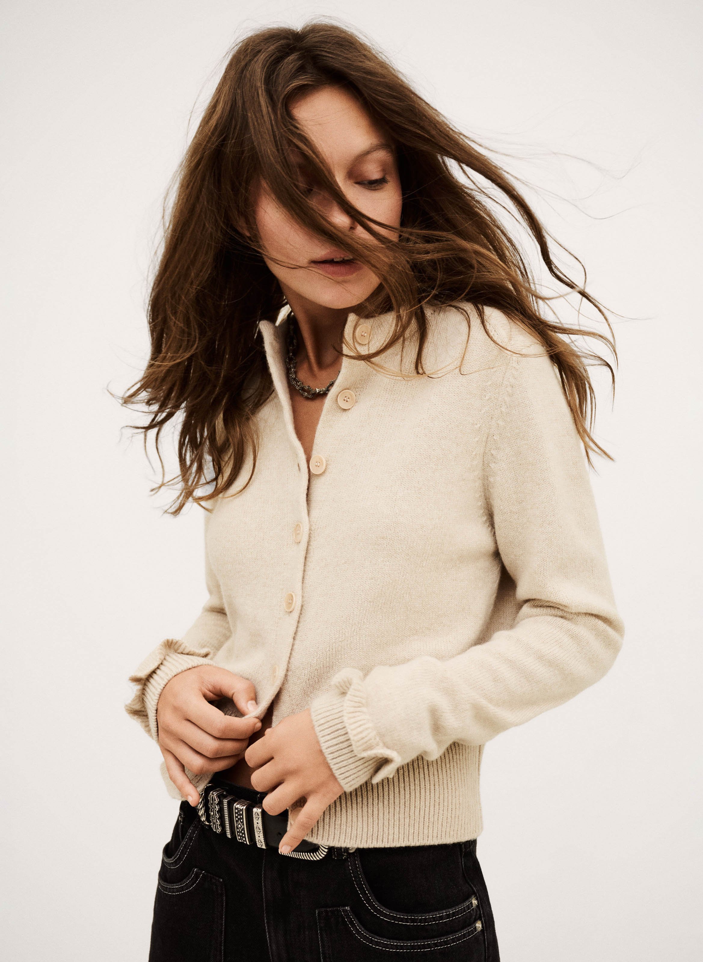 Blouse col v imprimée en laine BA&SH