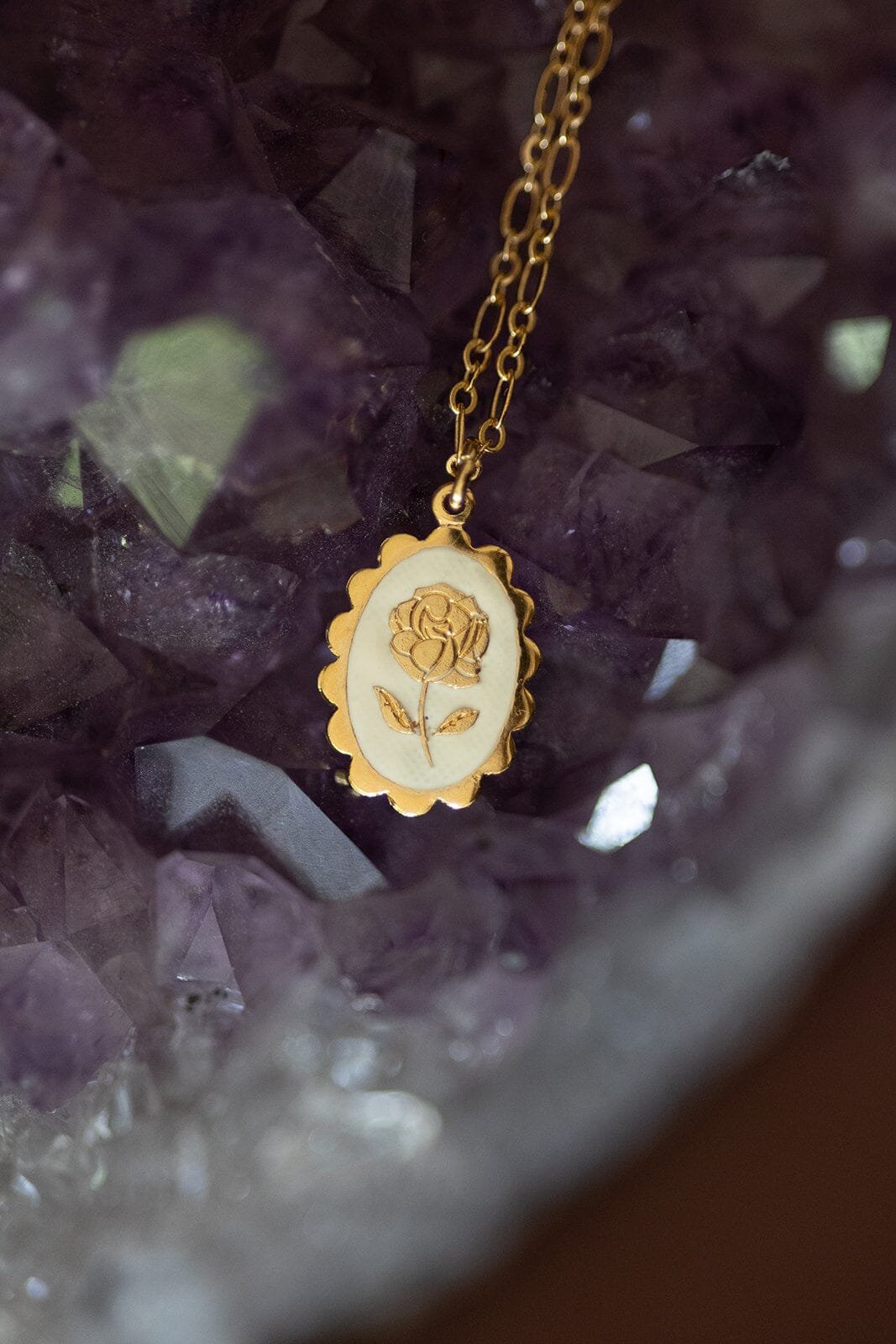 THÉIA - silver-plated flower necklace MONSIEUR SIMONE White