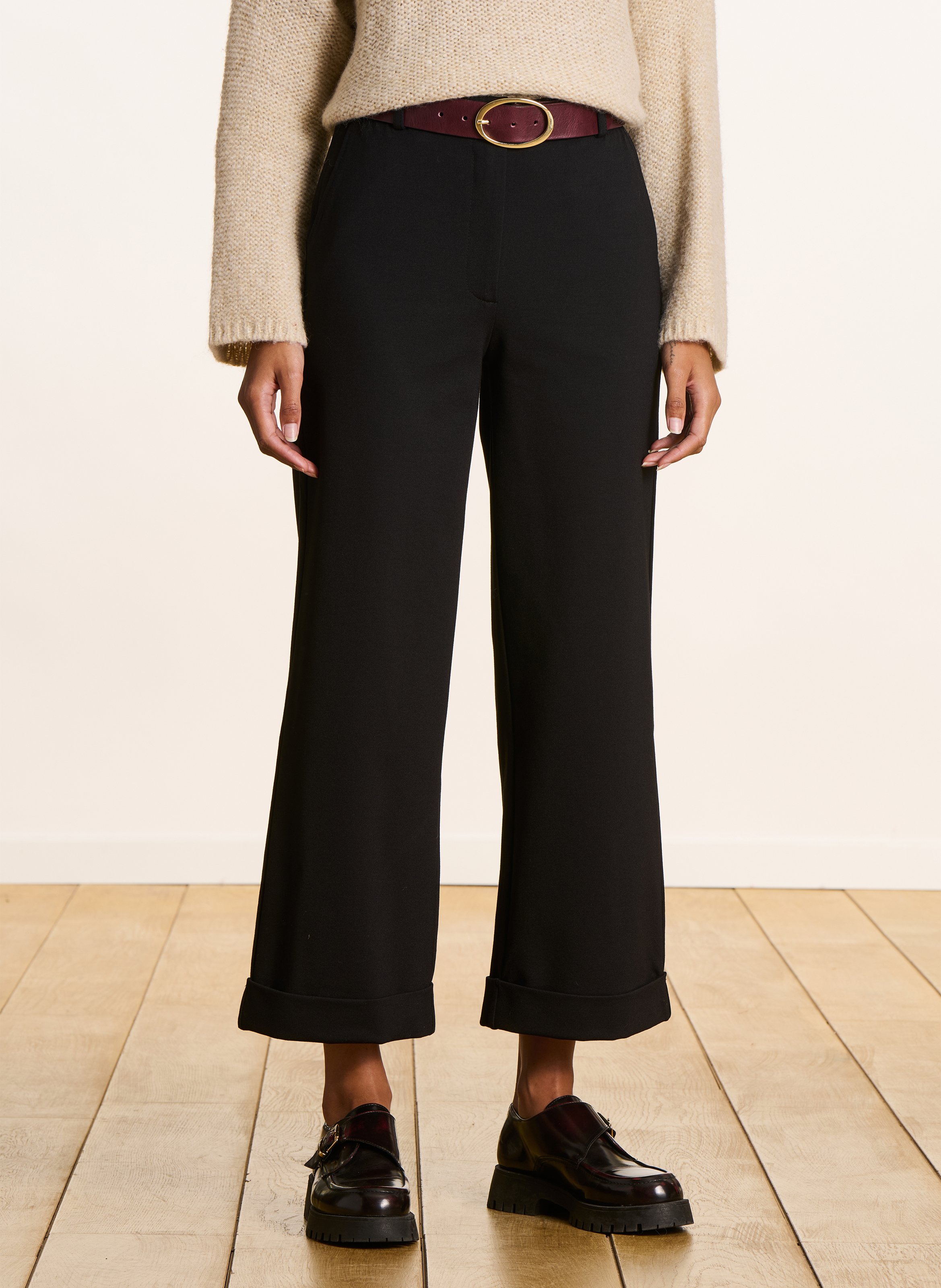 Pantalon droit 7/8 ème uni LA FEE MARABOUTEE Noir