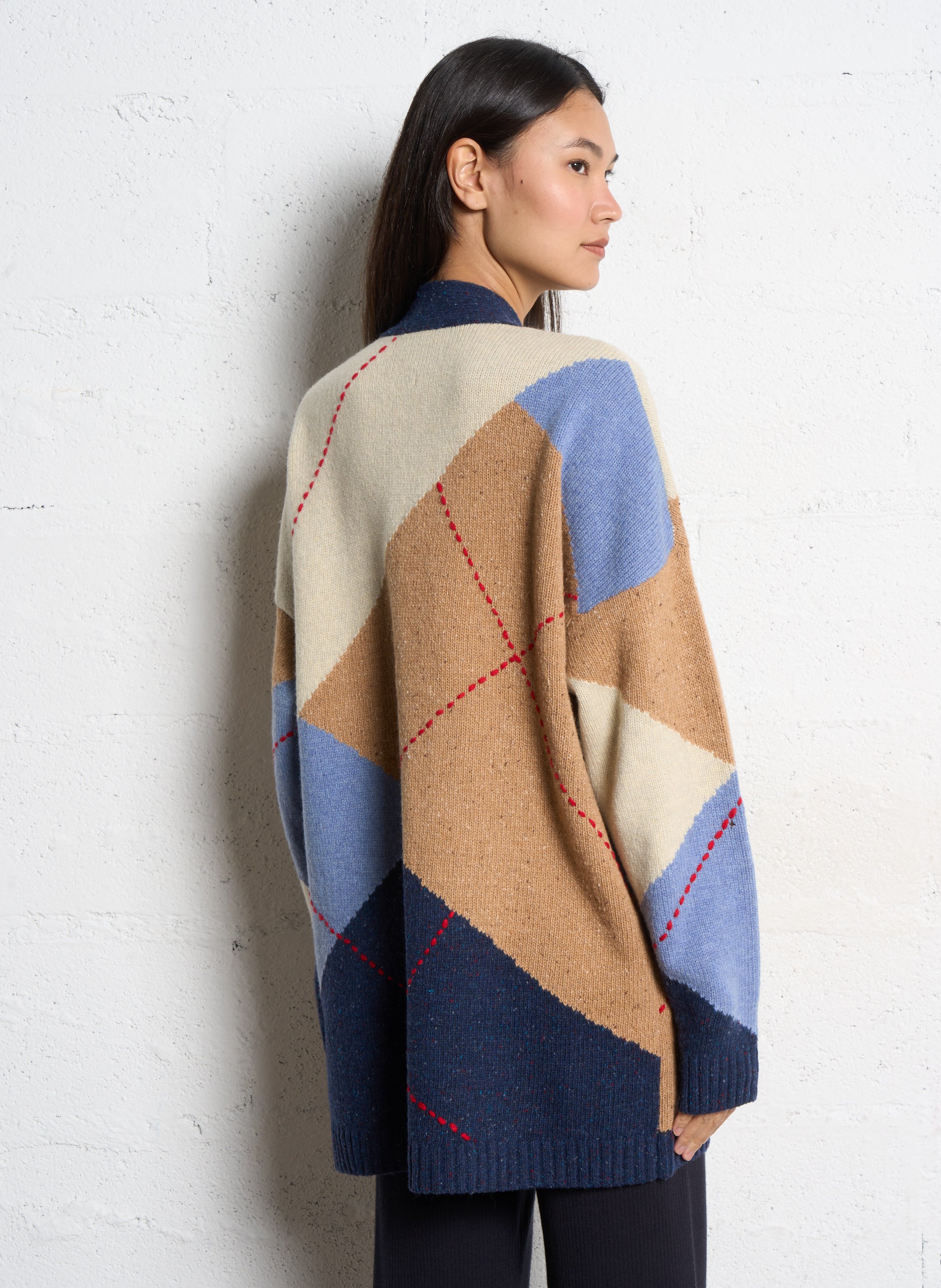 Gilet col V en laine mélangée STELLA NOVA Bleu