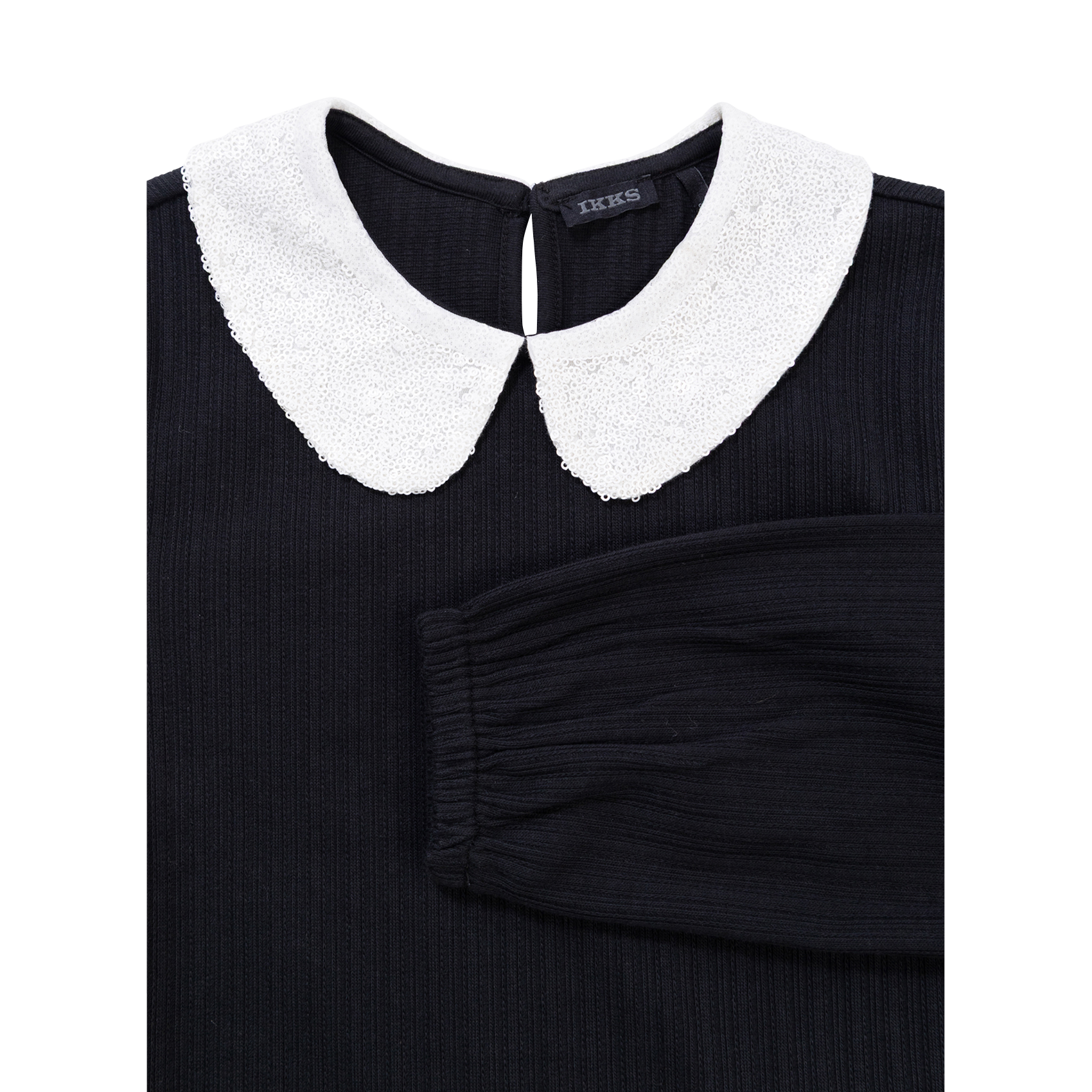 Peter Pan collar t-shirt in blended cotton IKKS JUNIOR Black