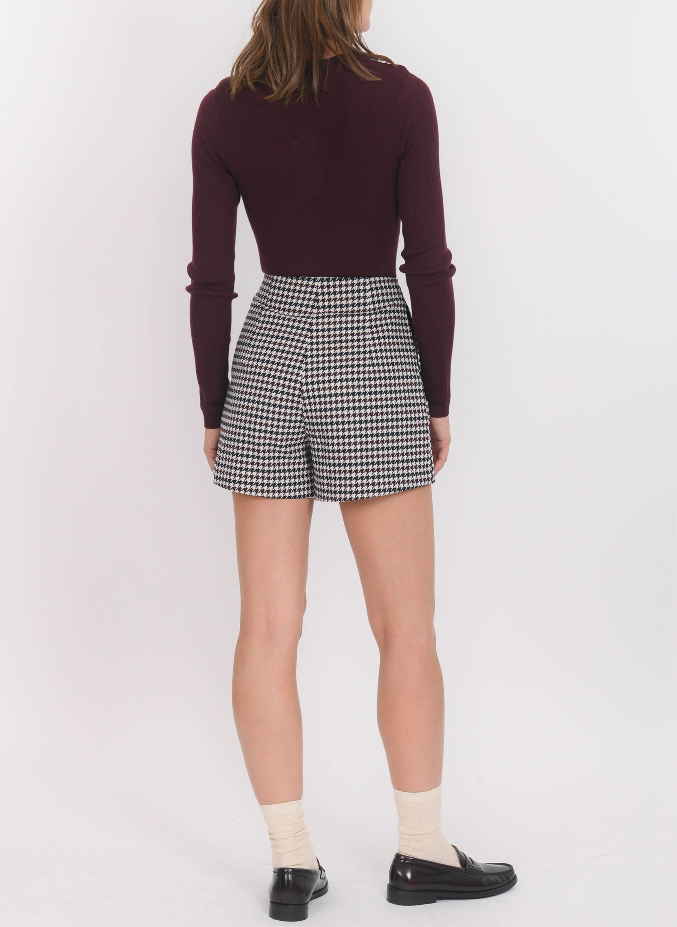 Short droit motif pied de poule KOOKAI Bleu