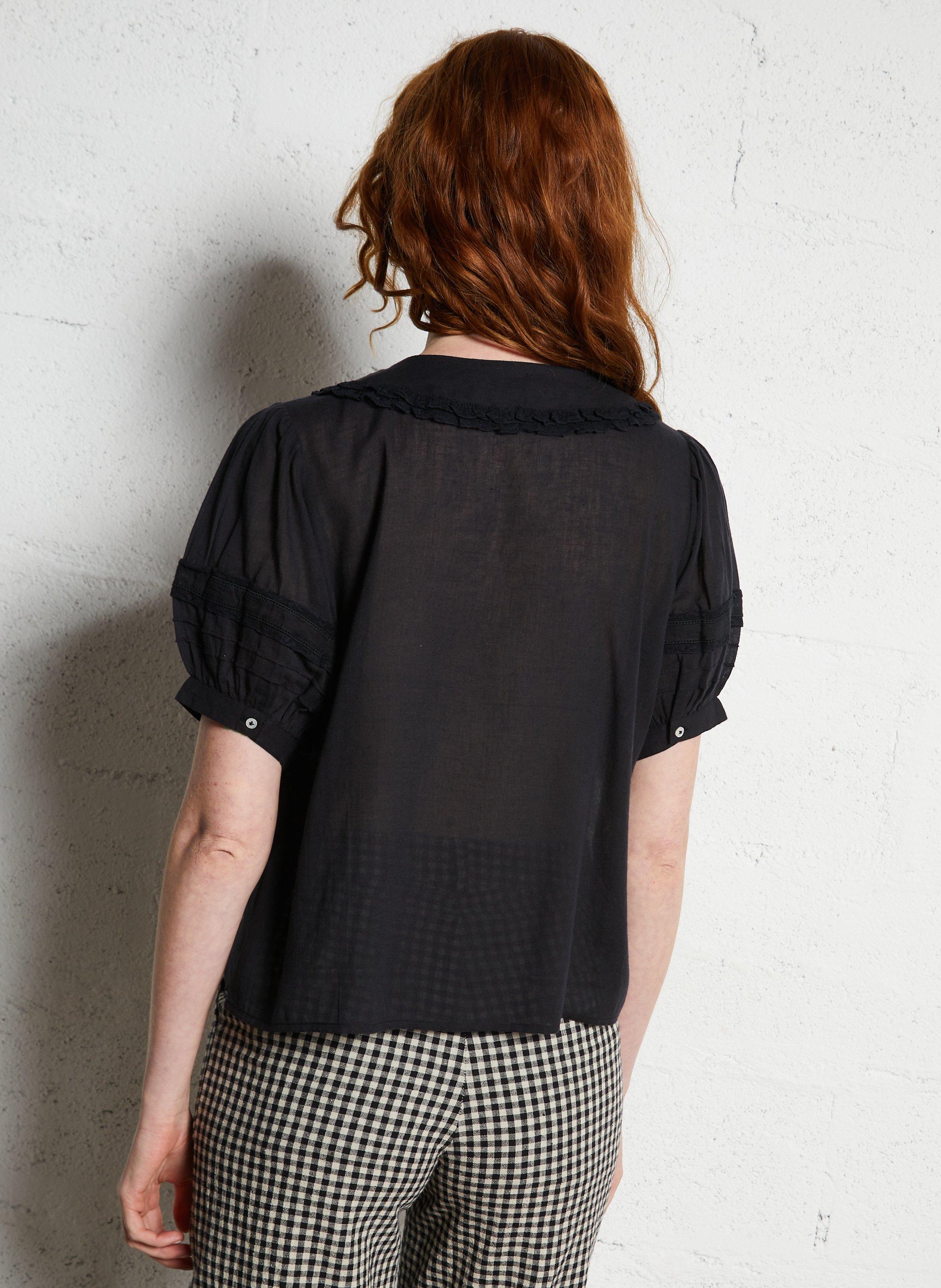 Blouse with organic cotton Peter Pan collar EMILE ET IDA Black