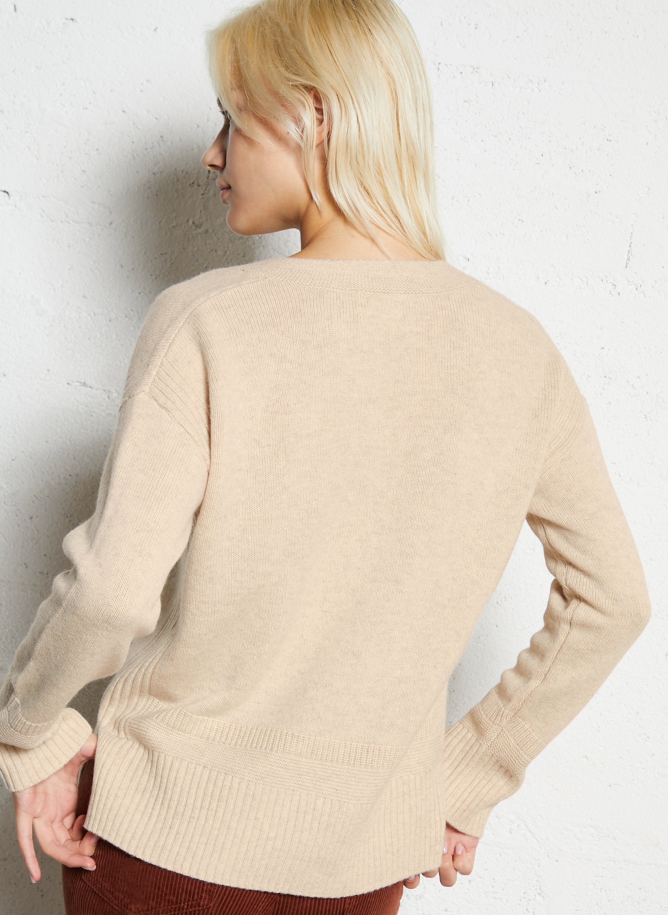 Pull droit col tunisien en laine  MAISON 123 Blanc