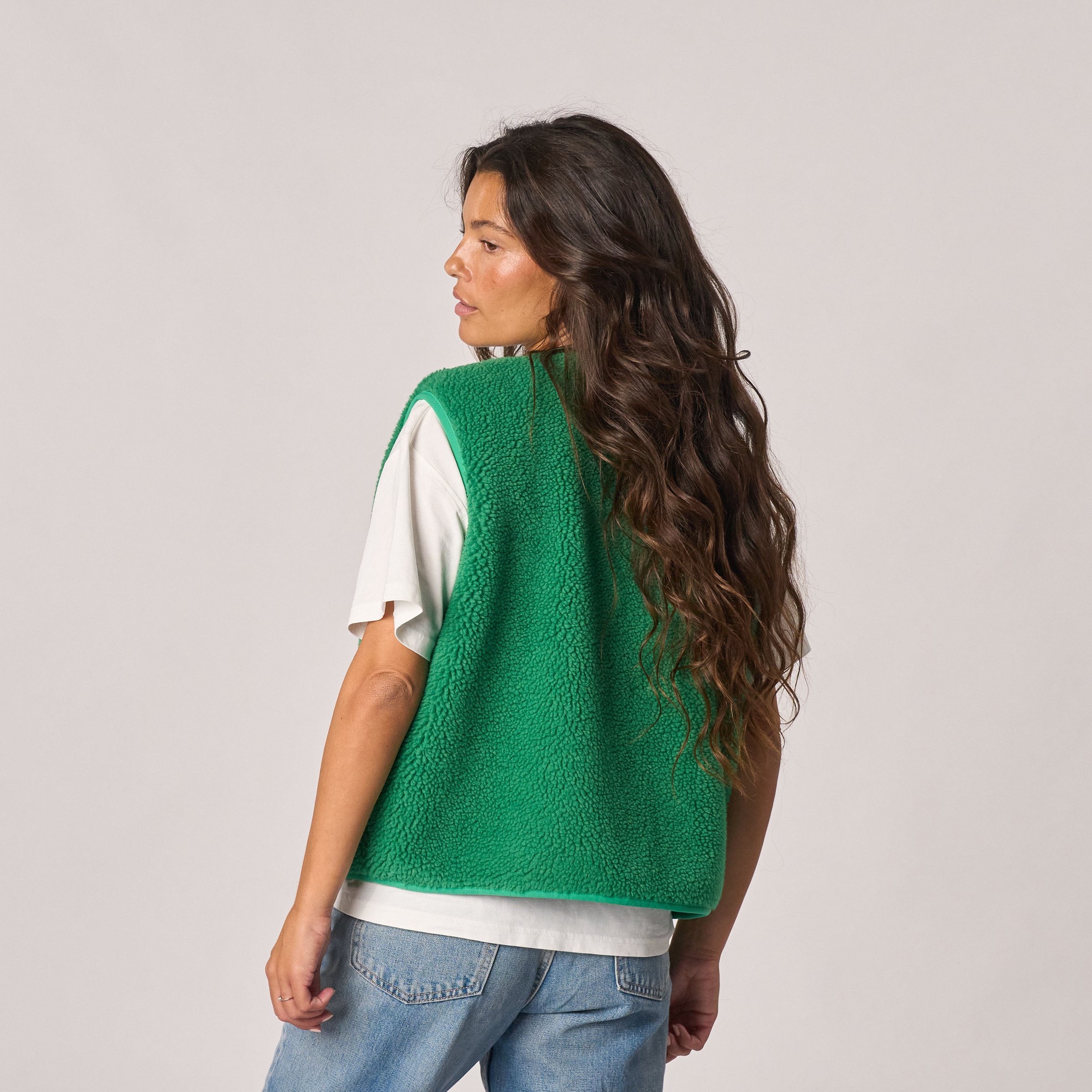 Sleeveless Sherpa Zip-Up Vest BILLYBELT Green