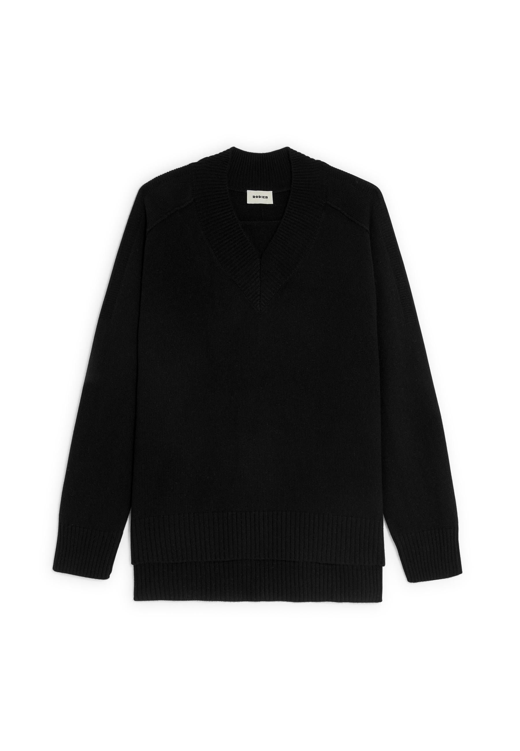 V-neck oversized cashmere sweater RODIER Black