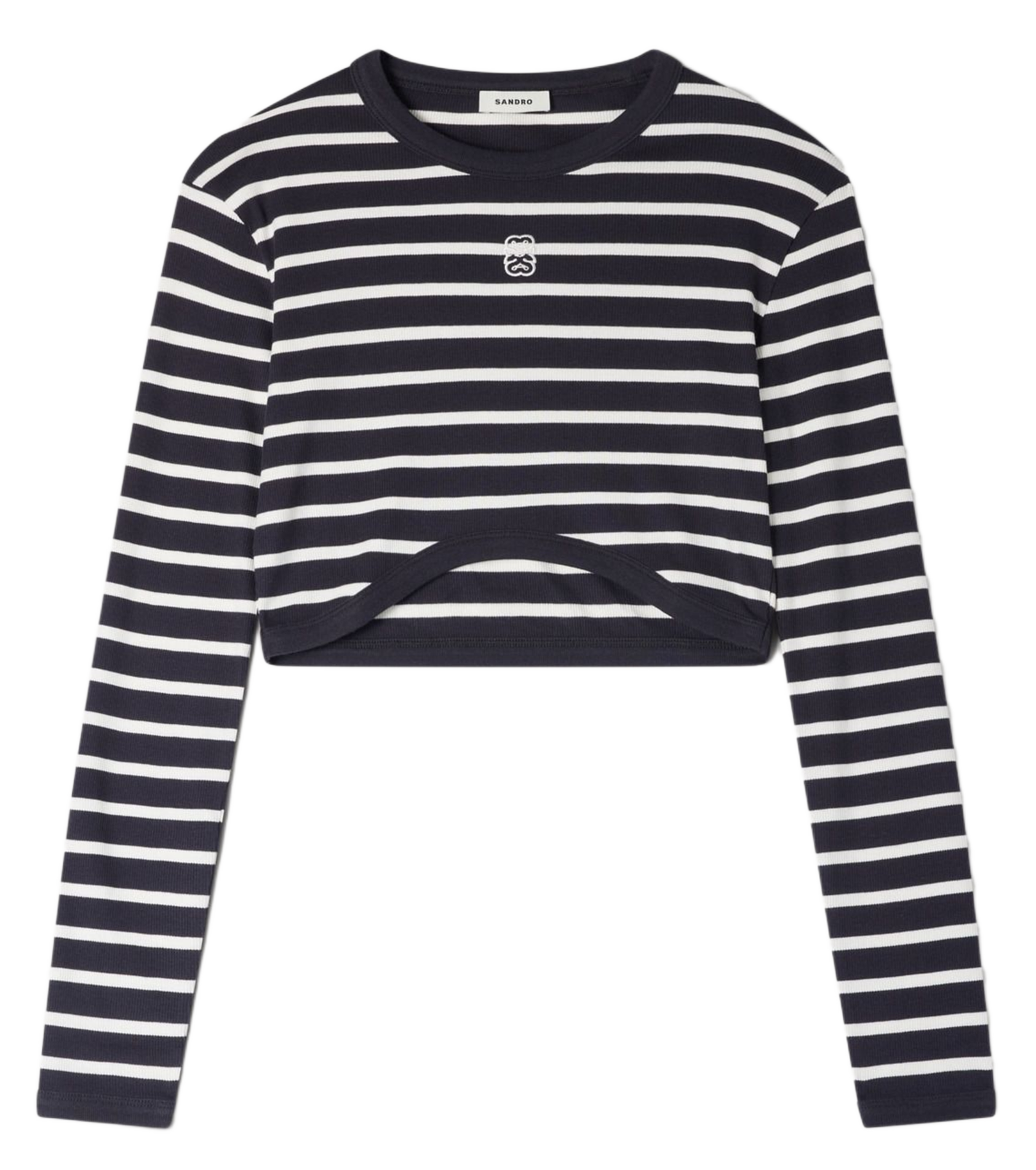 Round-neck straight striped cotton T-shirt SANDRO Blue