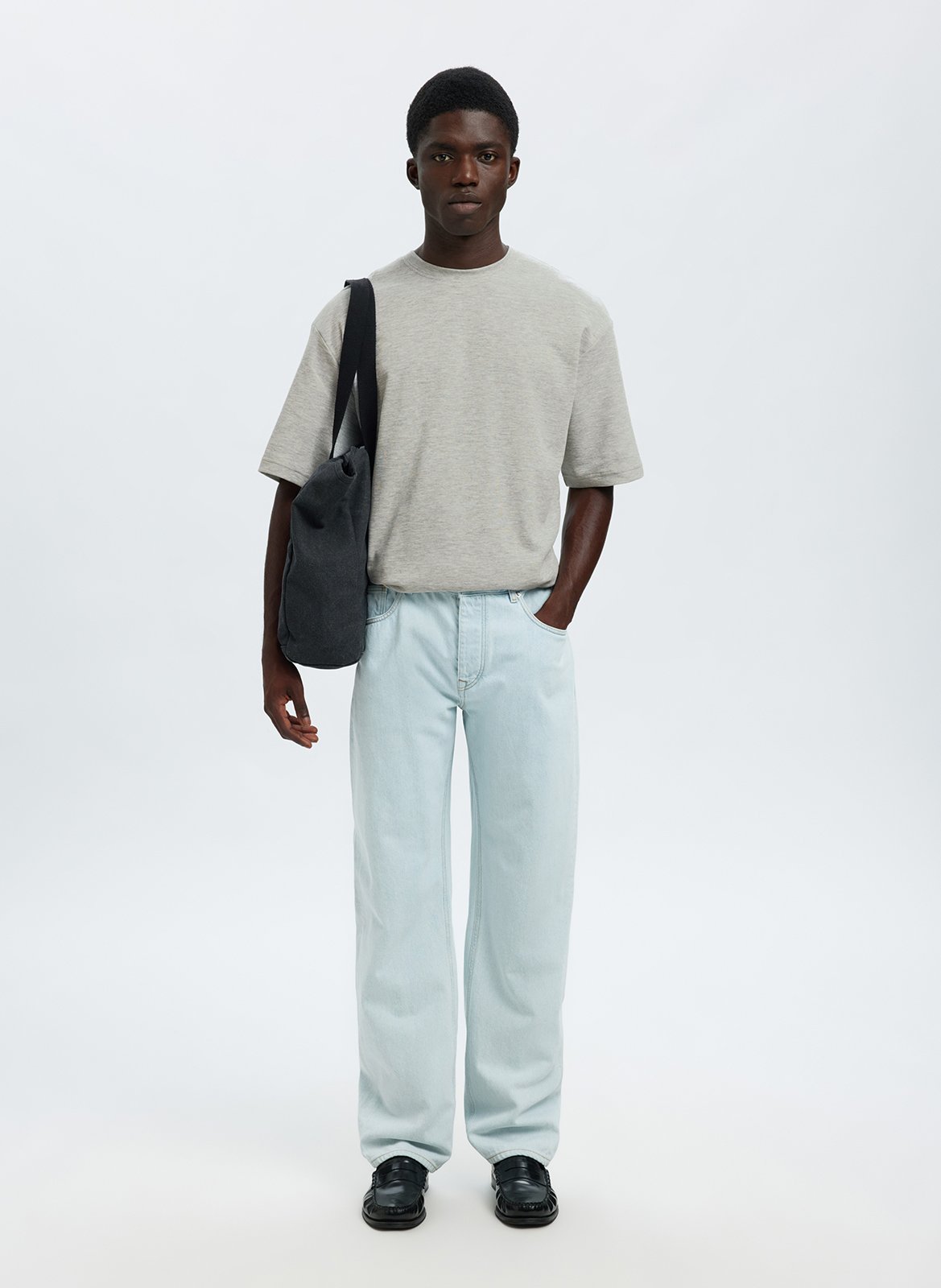 Oversized organic cotton blend t-shirt SELECTED Grey