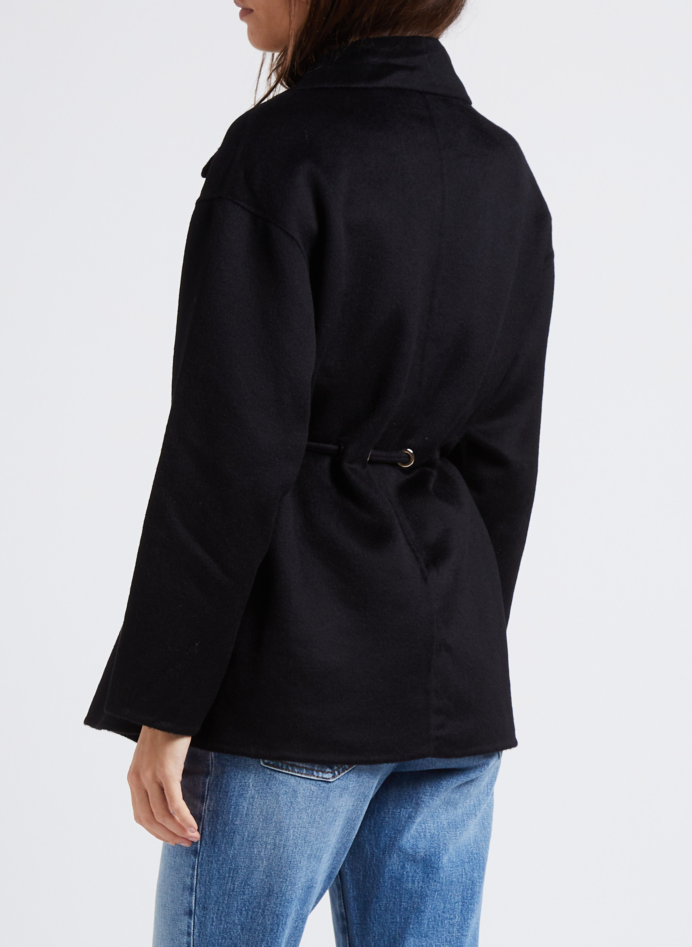 Ruimvallende jas met klassieke kraag | wolblend BA&SH Zwart