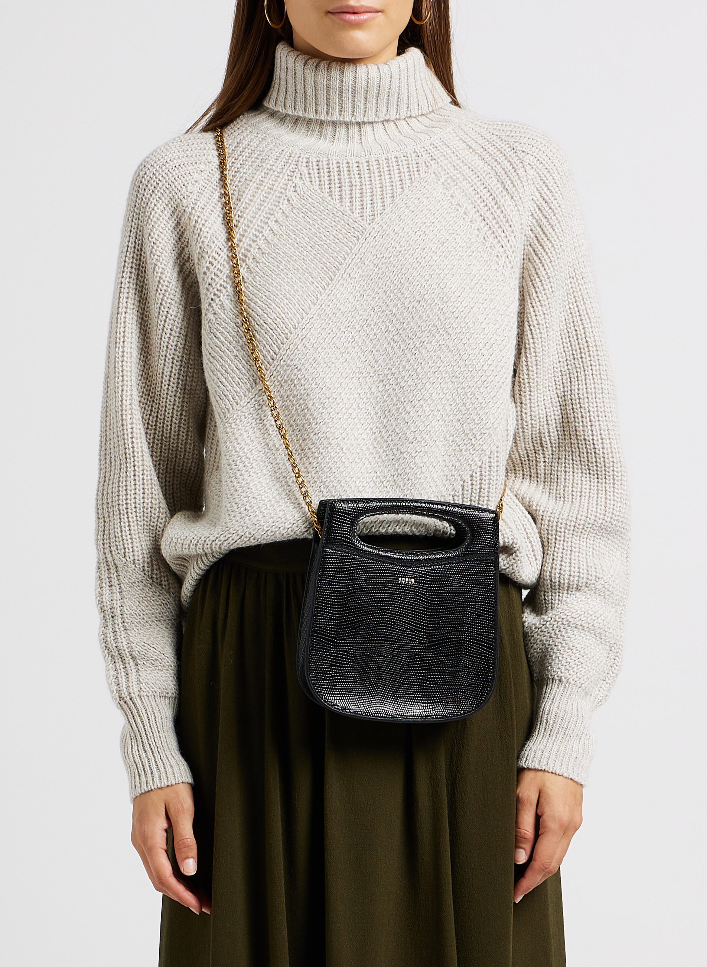 Sac bandoulière en cuir SOEUR Noir