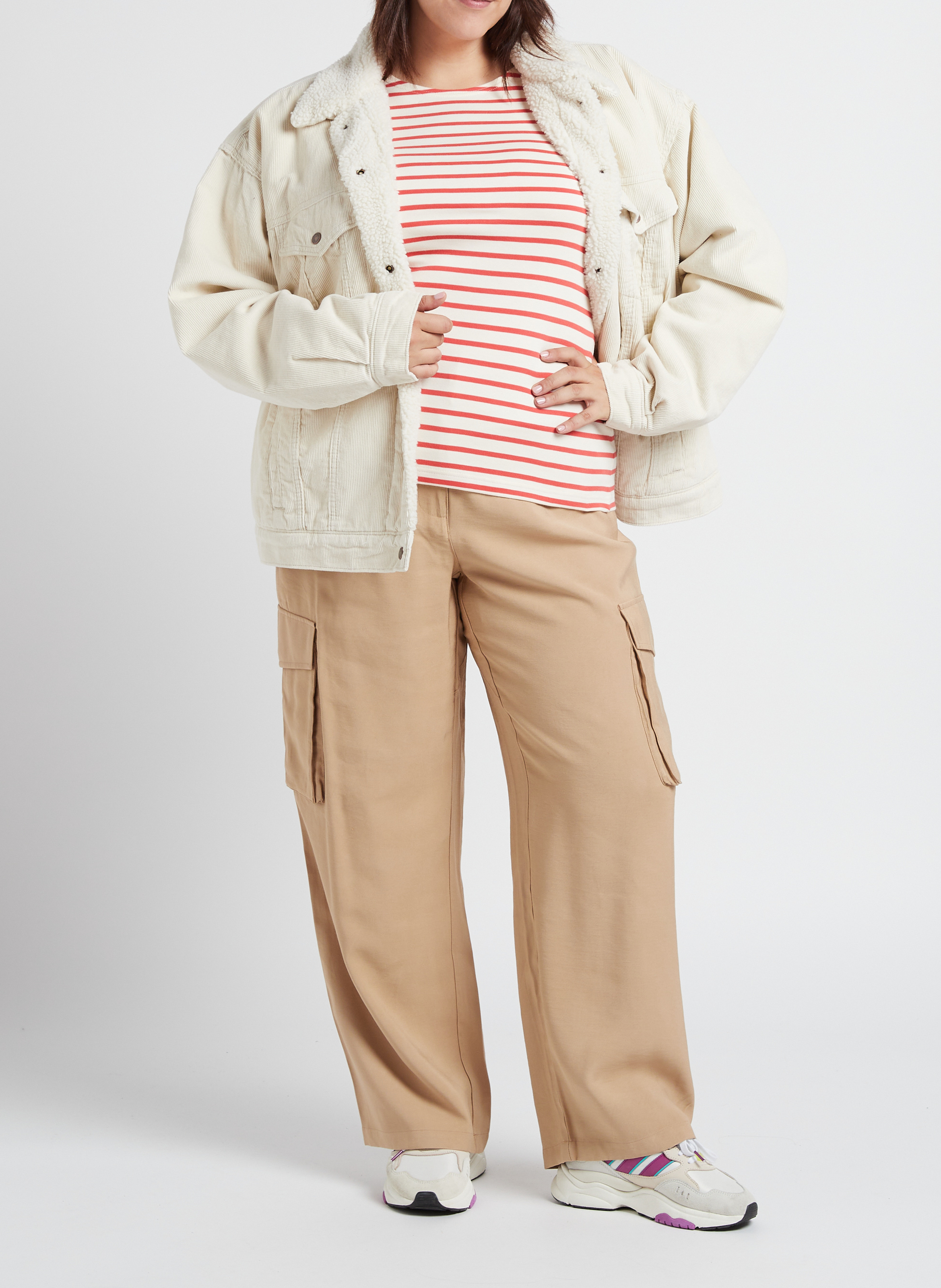 Veste en jean et fausse fourrure en coton LEVI'S Beige