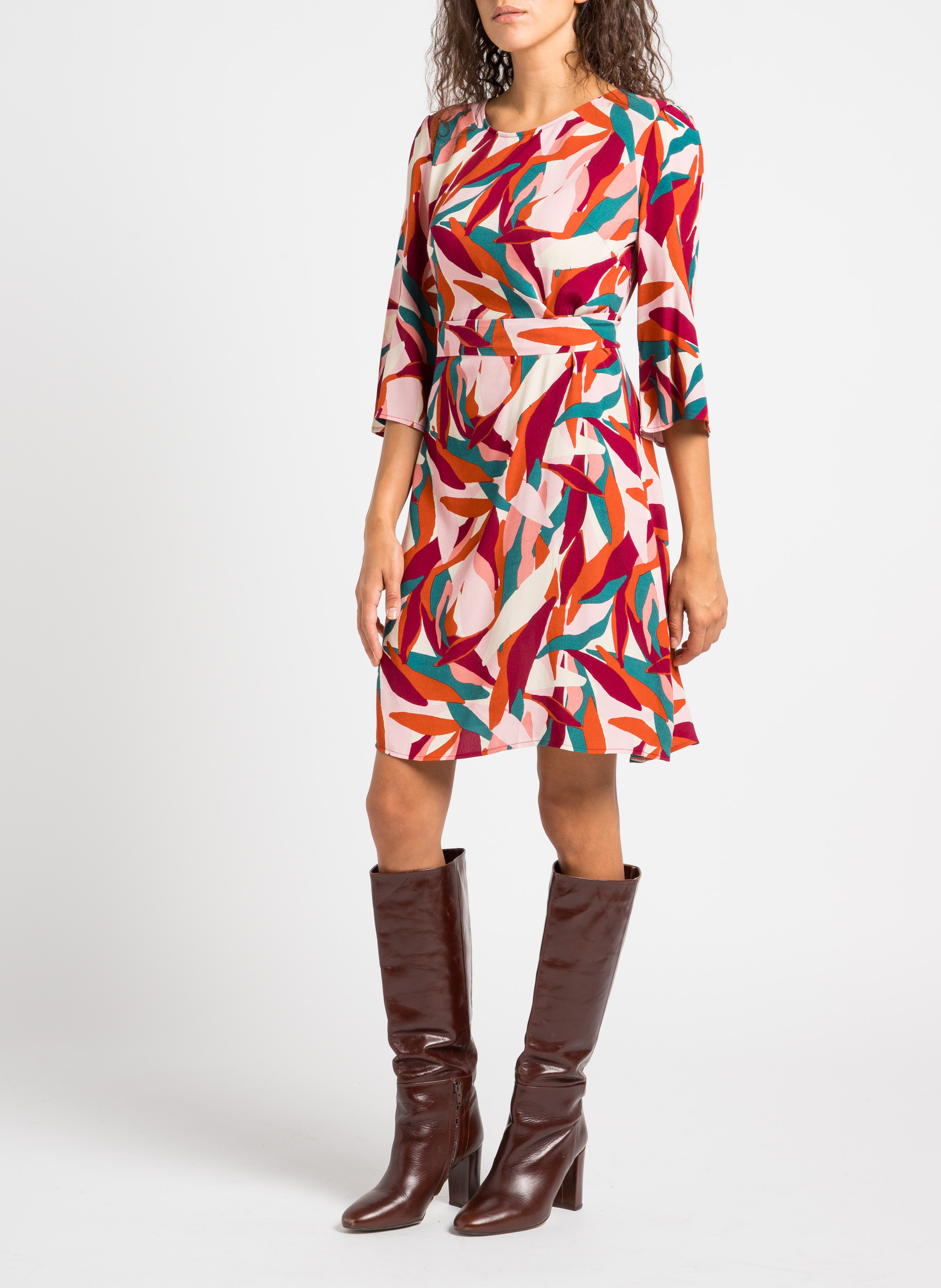 Korte, soepelvallende jurk met print GRACE ET MILA Groen